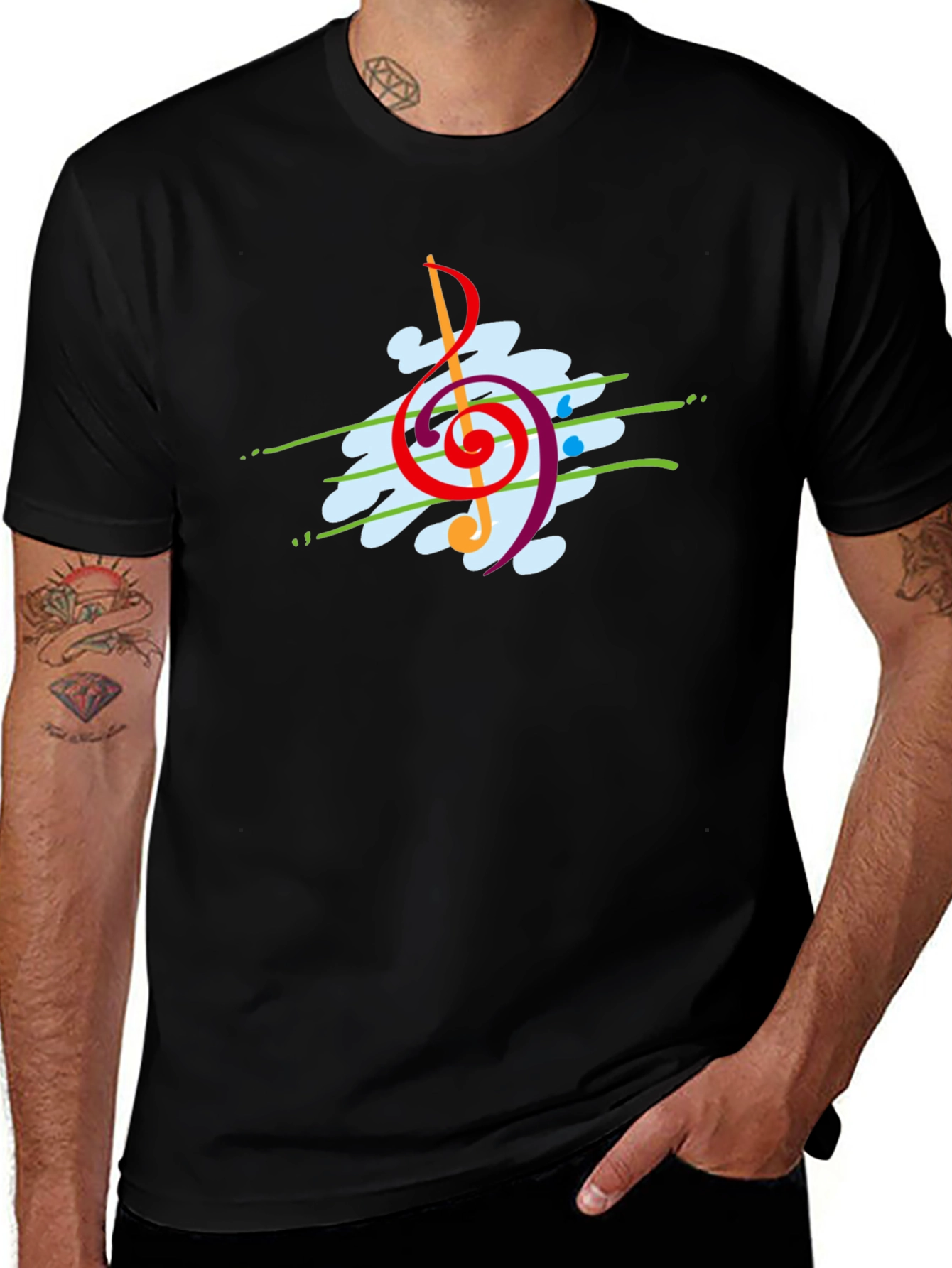 Abstract Music Clef Graphic T-Shirt