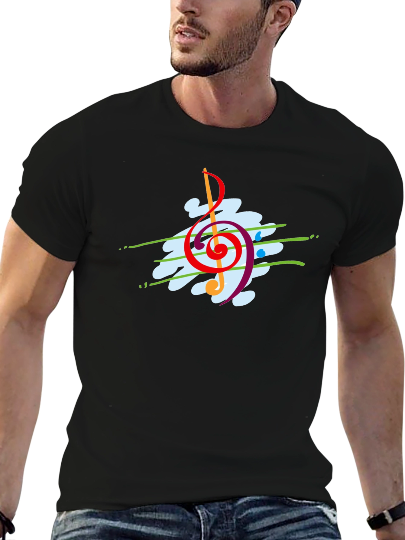 Abstract Music Clef Graphic T-Shirt