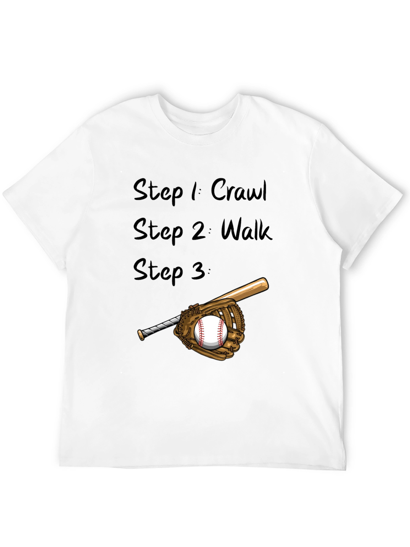 Baseball Steps Mens Black T-Shirt