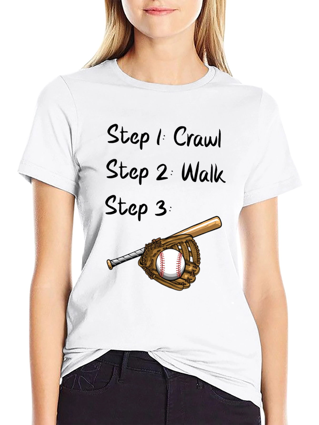 Baseball Steps Mens Black T-Shirt