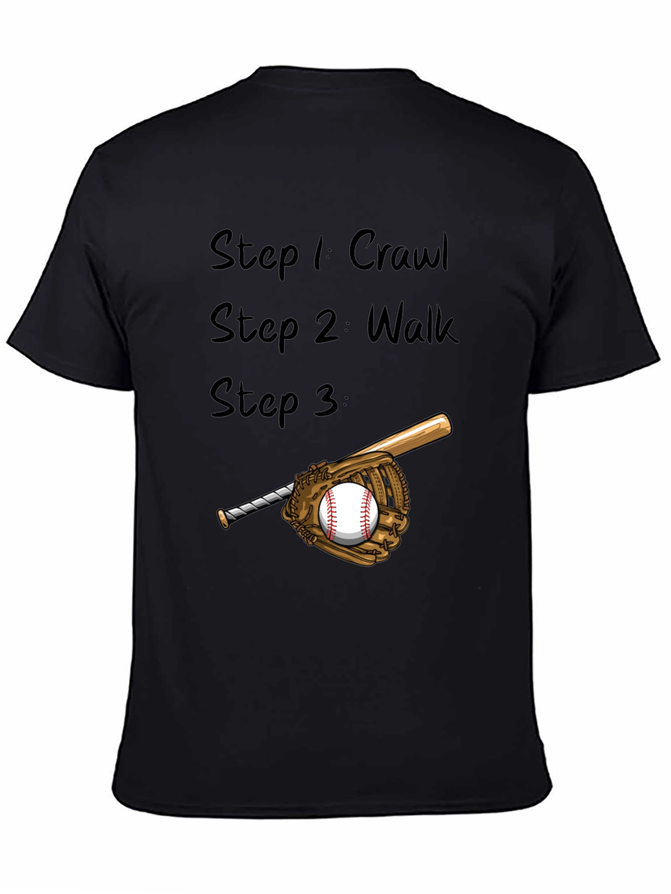 Baseball Steps Mens Black T-Shirt