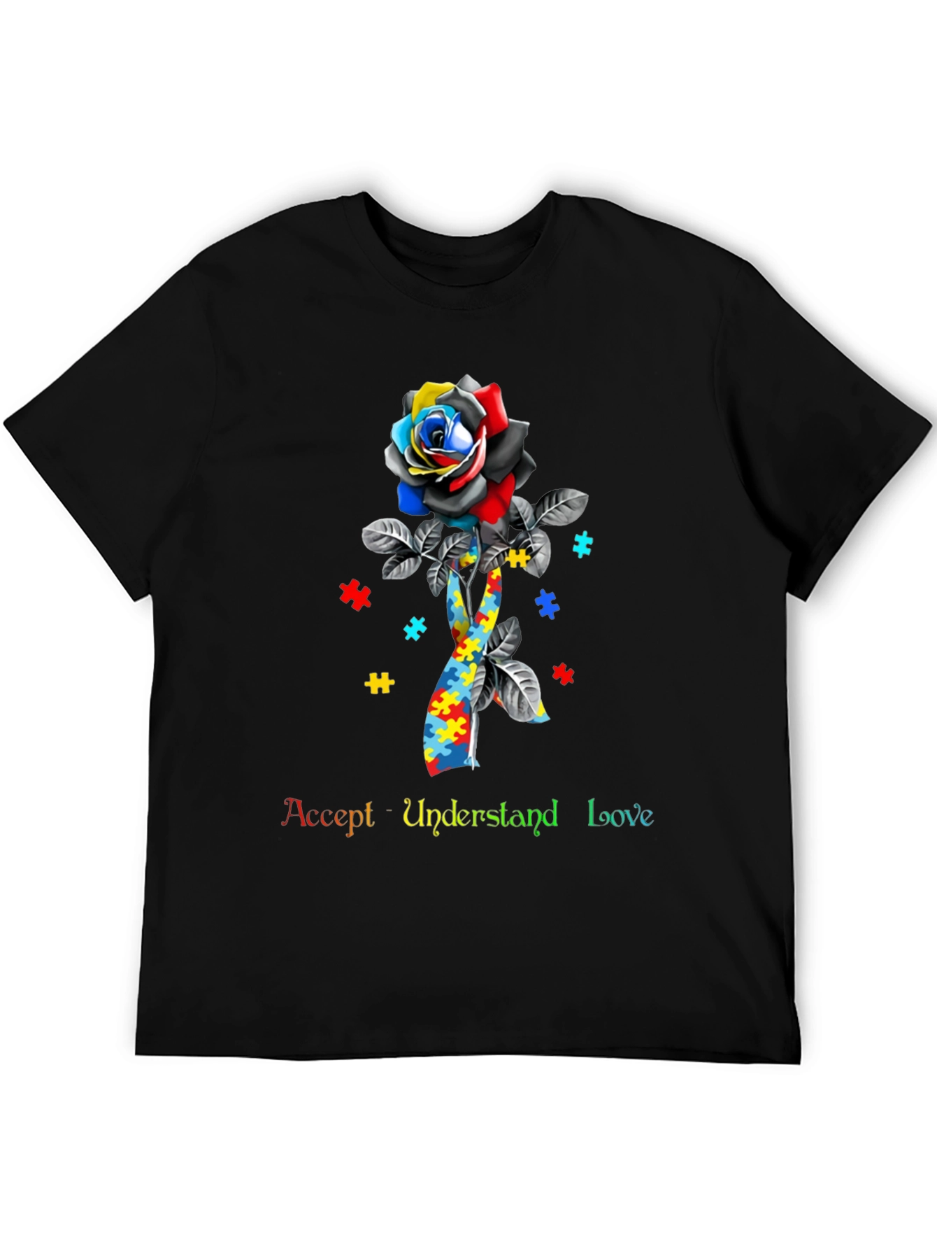 Autism Awareness Rose Graphic T-Shirt