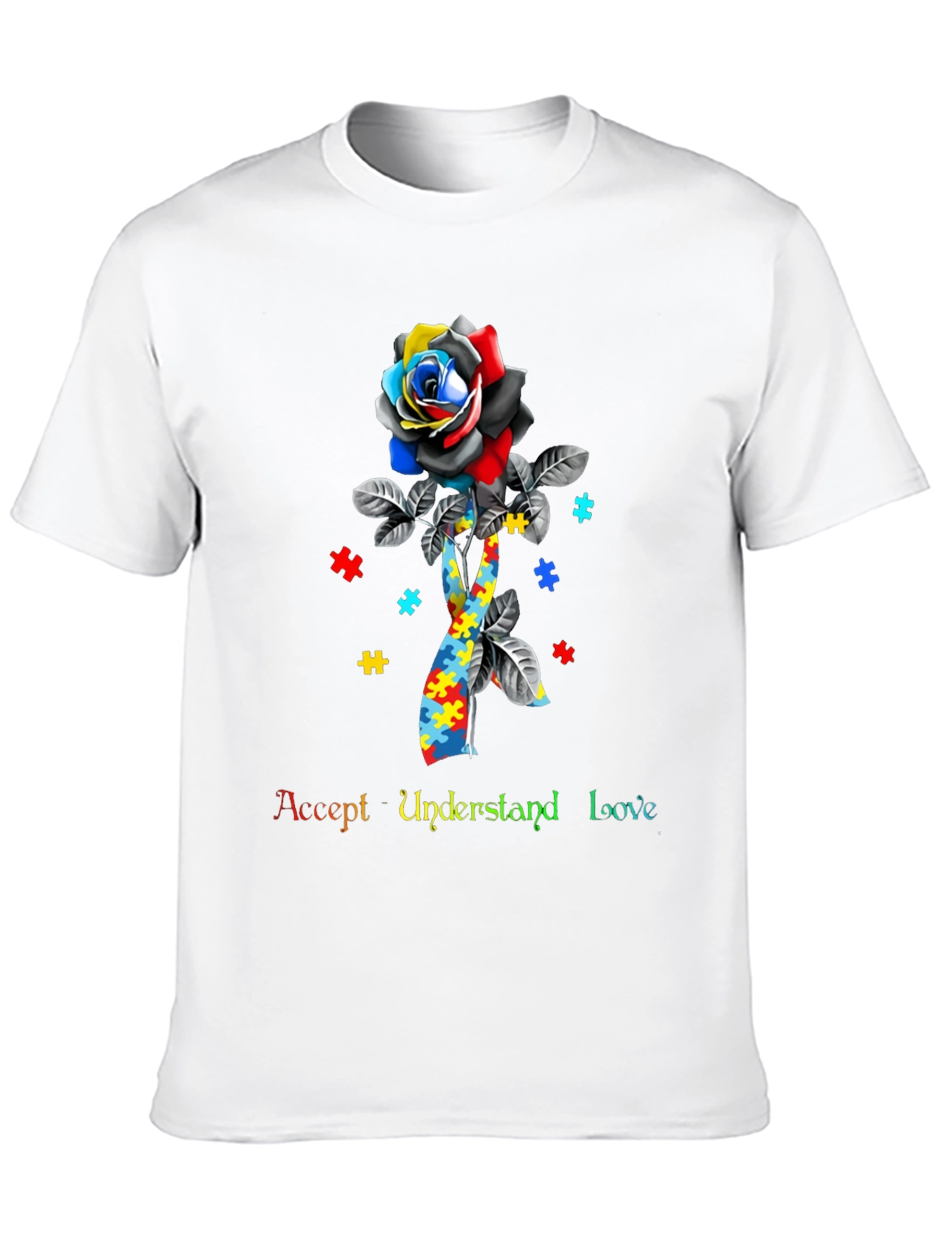 Autism Awareness Rose Graphic T-Shirt