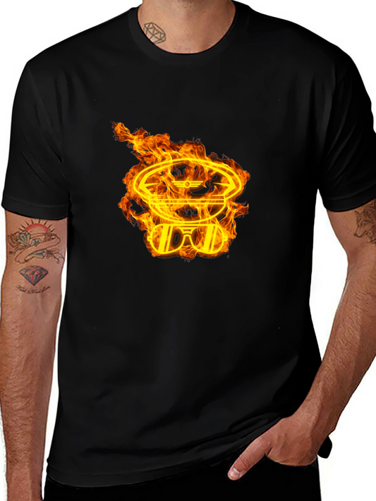 Fiery Aviator Graphic Black T-Shirt