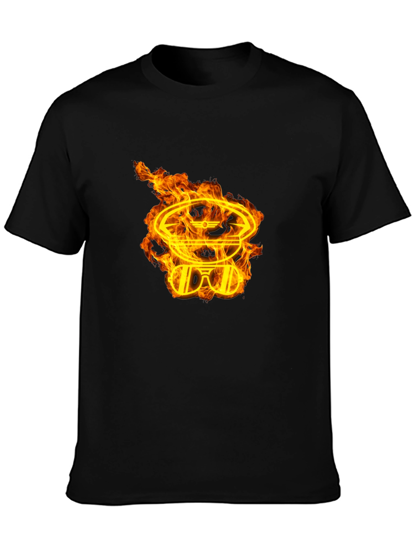 Fiery Aviator Graphic Black T-Shirt