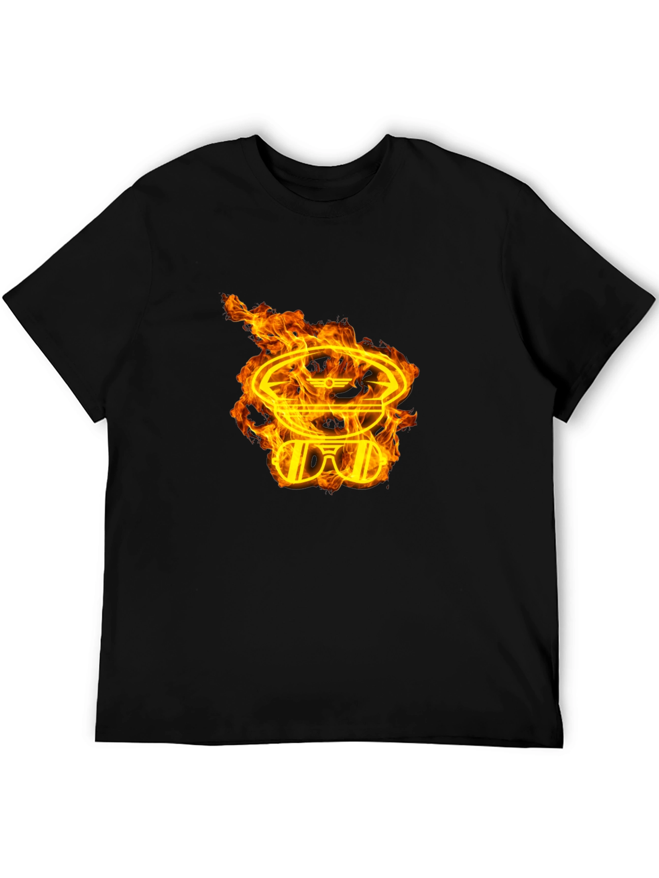 Fiery Aviator Graphic Black T-Shirt