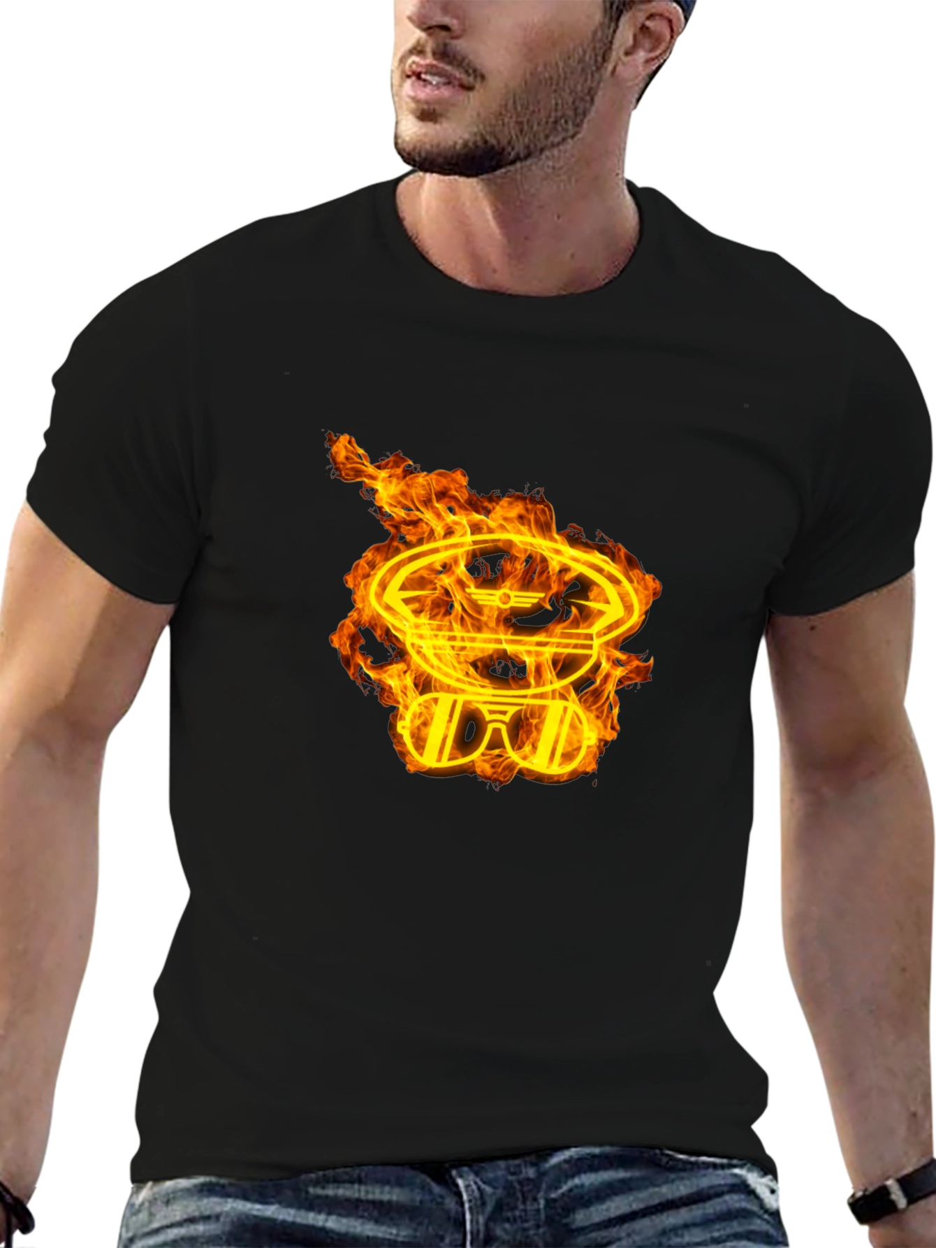 Fiery Aviator Graphic Black T-Shirt
