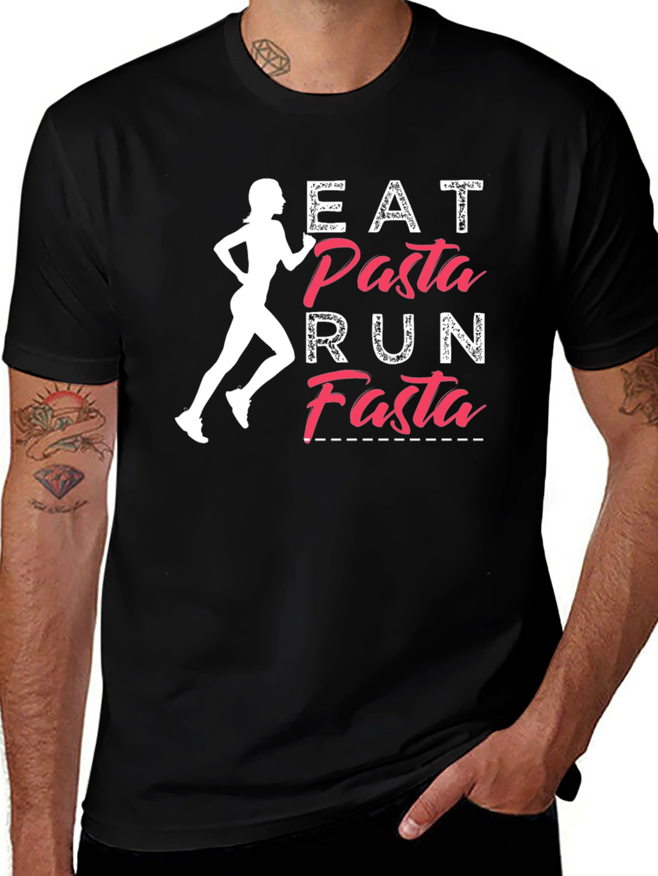 Eat Pasta Run Fasta Graphic T-Shirt - Running Tee