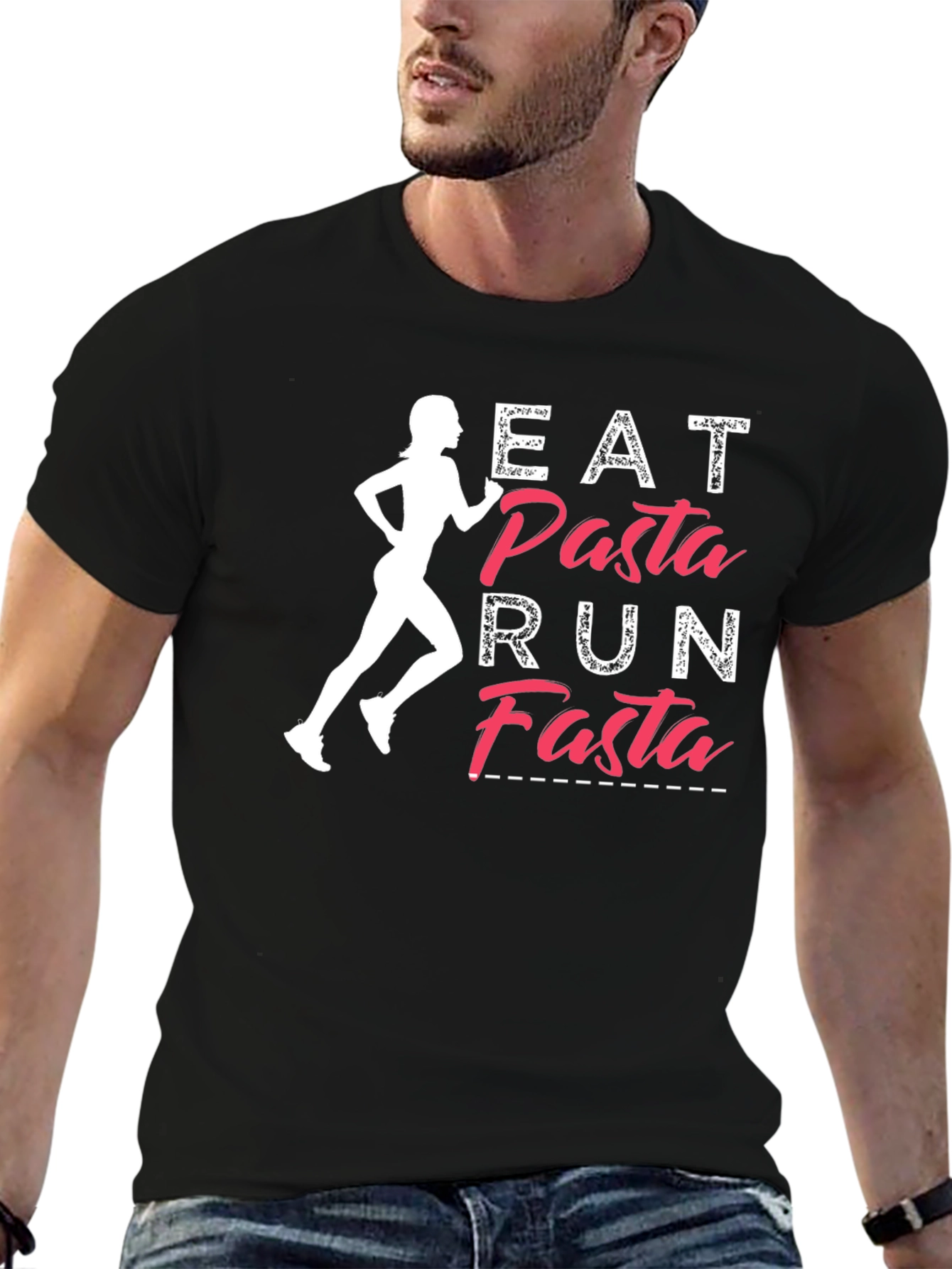 Eat Pasta Run Fasta Graphic T-Shirt - Running Tee
