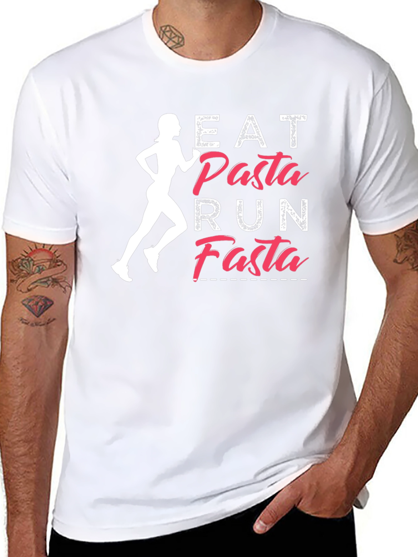 Eat Pasta Run Fasta Graphic T-Shirt - Running Tee