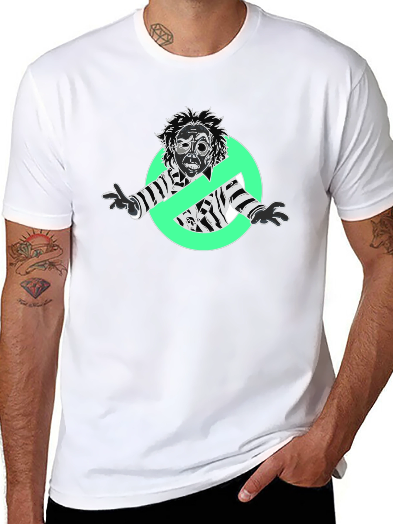 Beetlejuice Ghostbusters Mashup Black T-Shirt