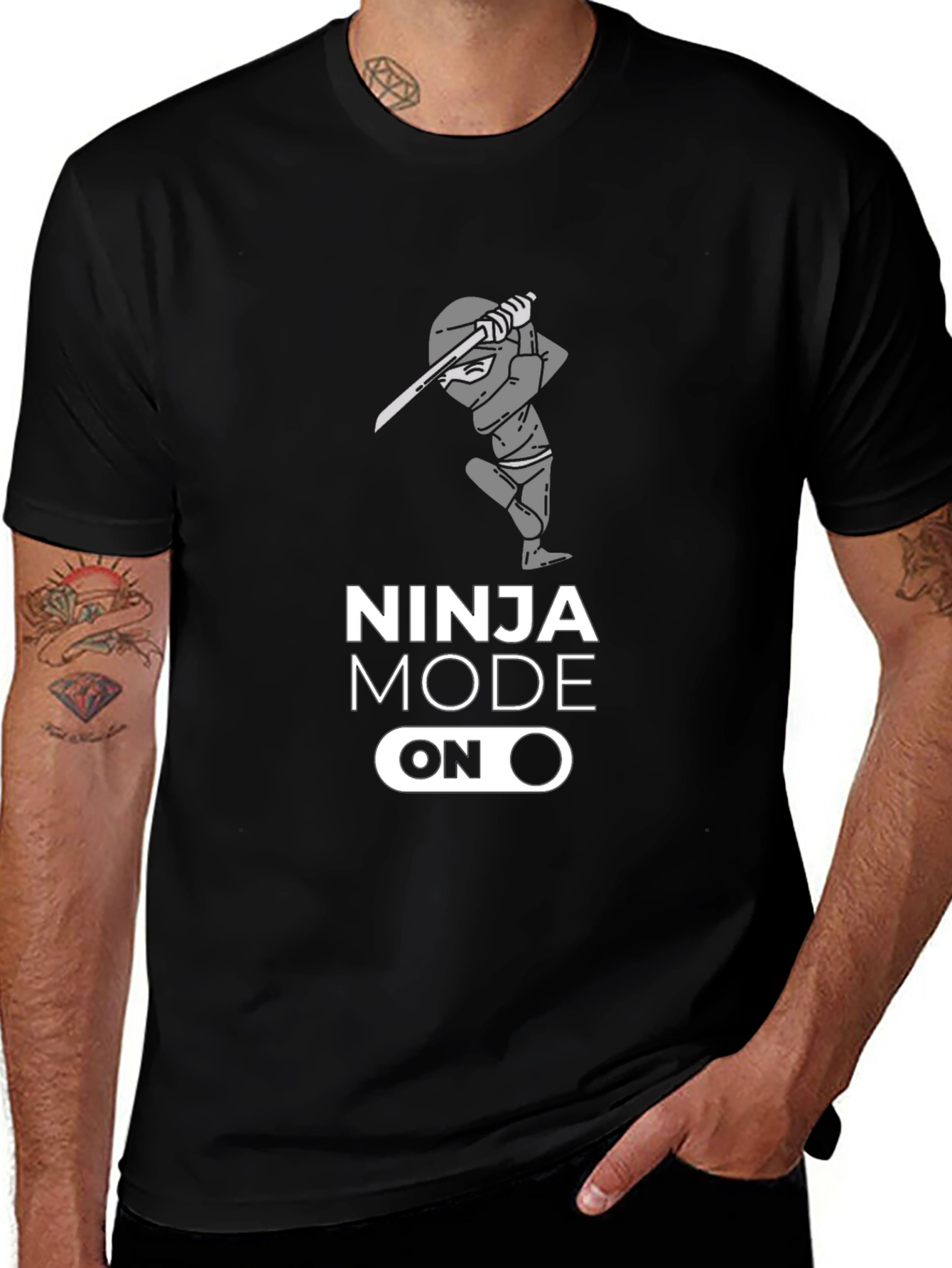 Ninja Mode On Black Graphic T-Shirt
