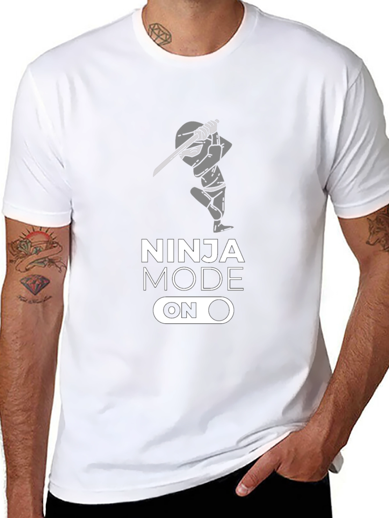 Ninja Mode On Black Graphic T-Shirt