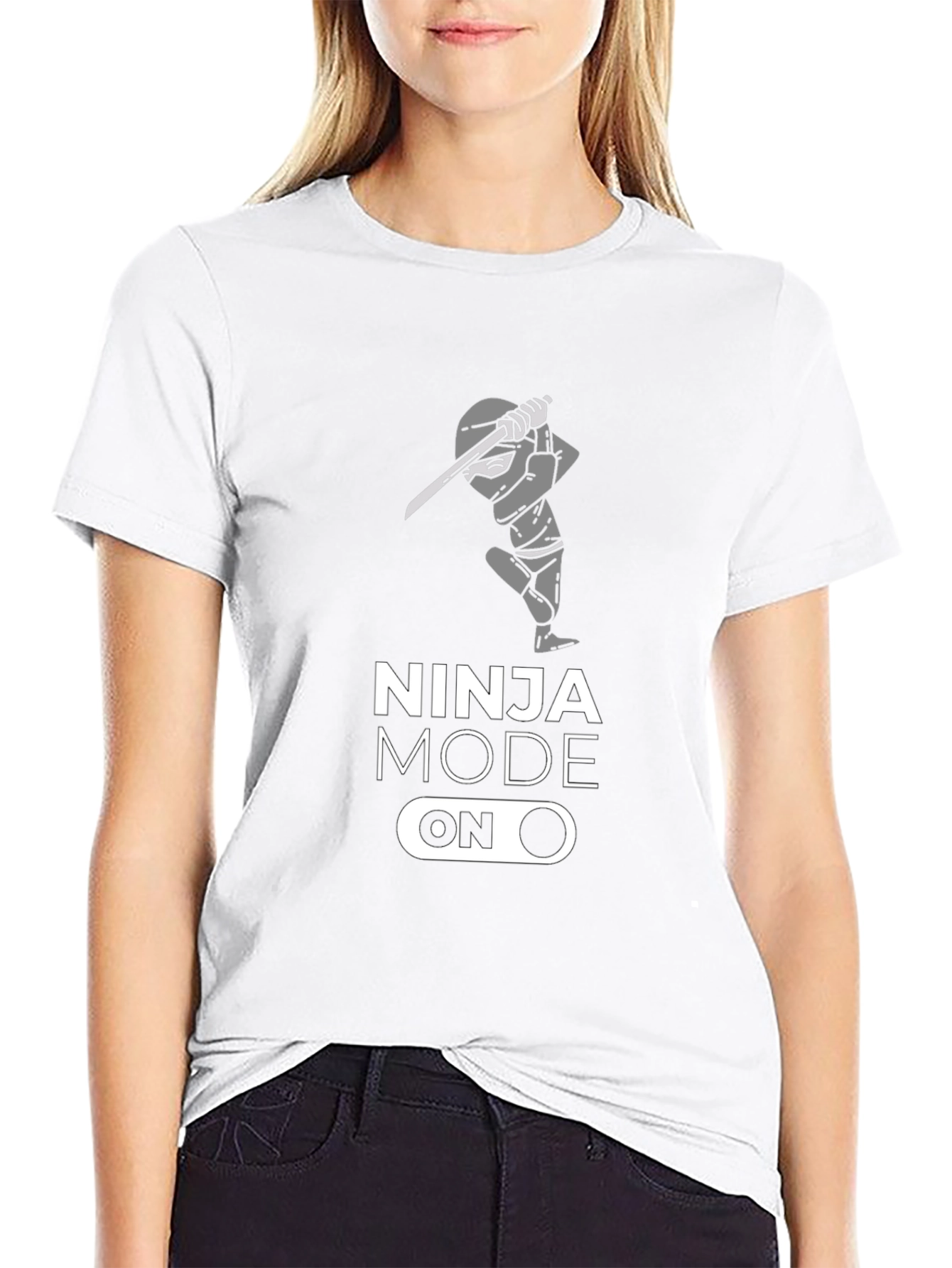 Ninja Mode On Black Graphic T-Shirt