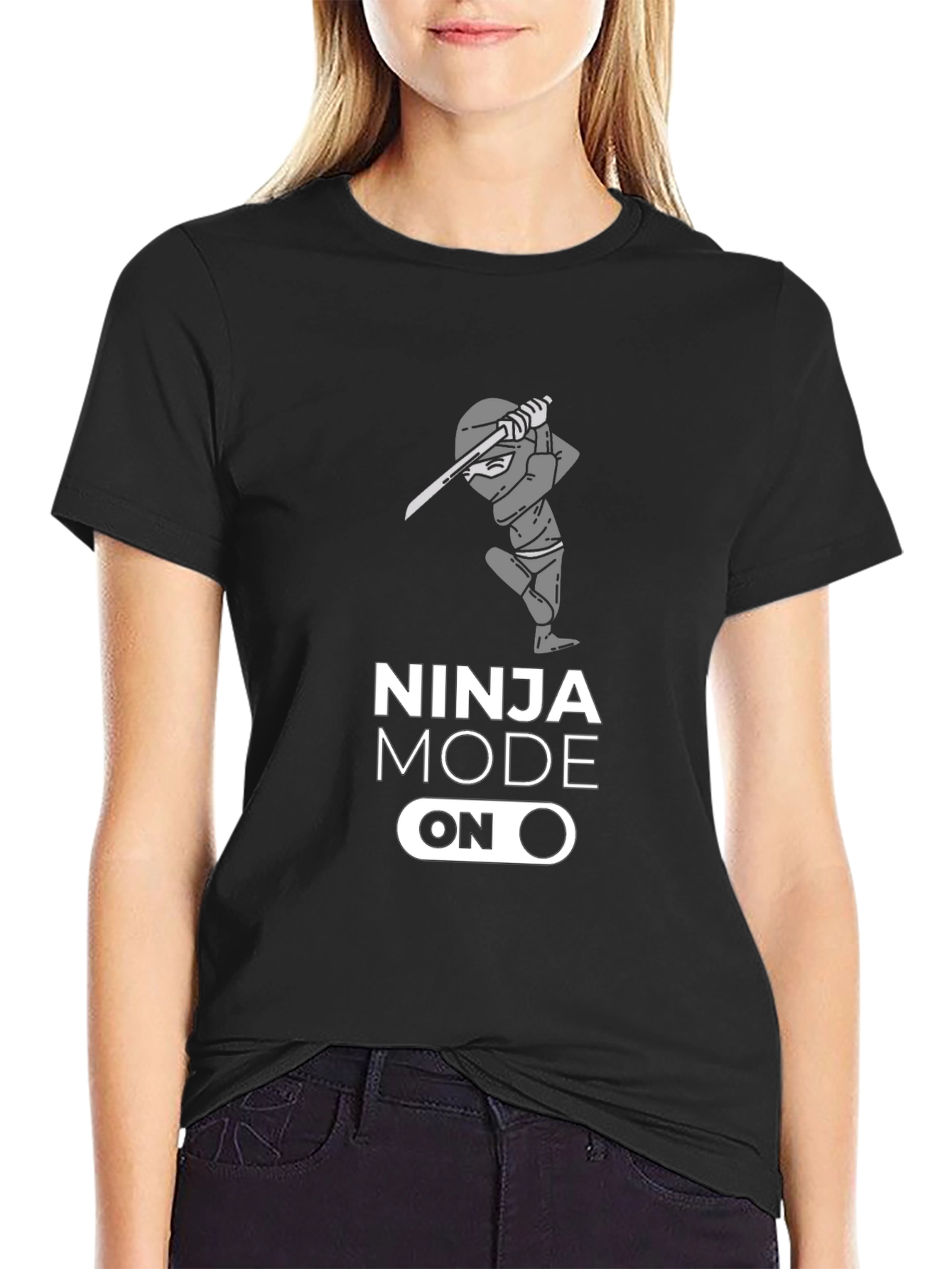 Ninja Mode On Black Graphic T-Shirt