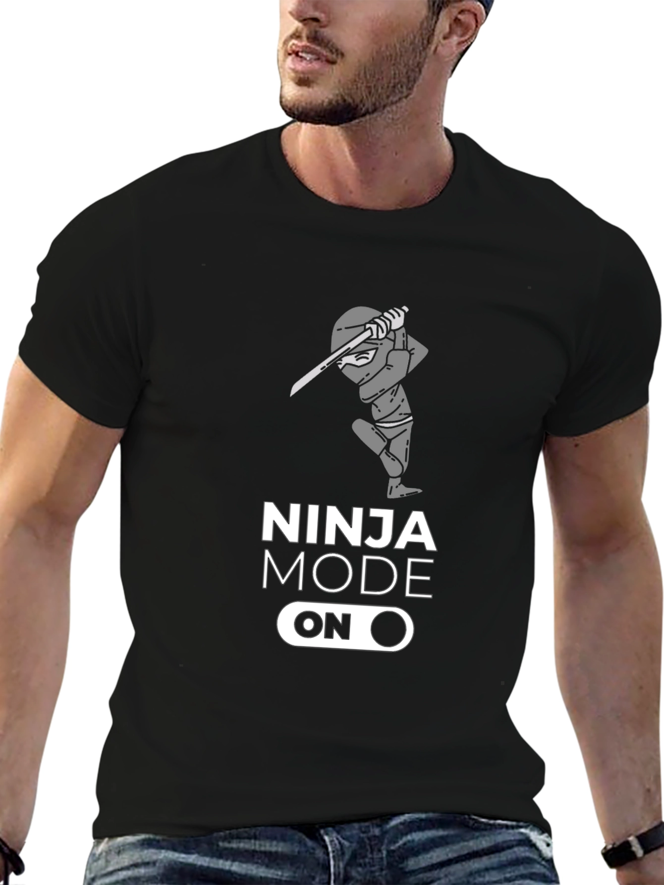 Ninja Mode On Black Graphic T-Shirt