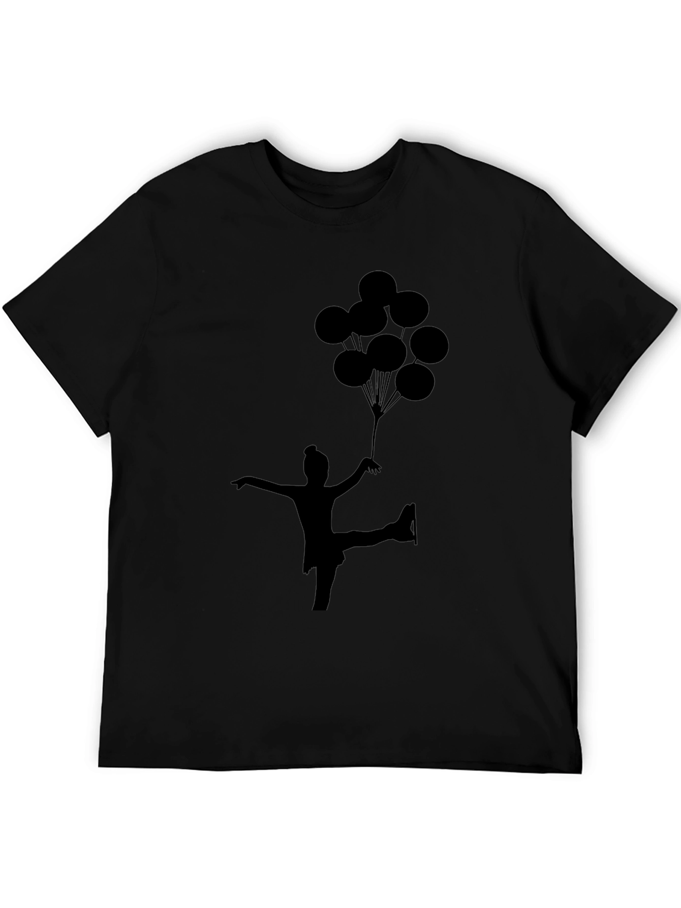 Skater with Balloons Black T-Shirt