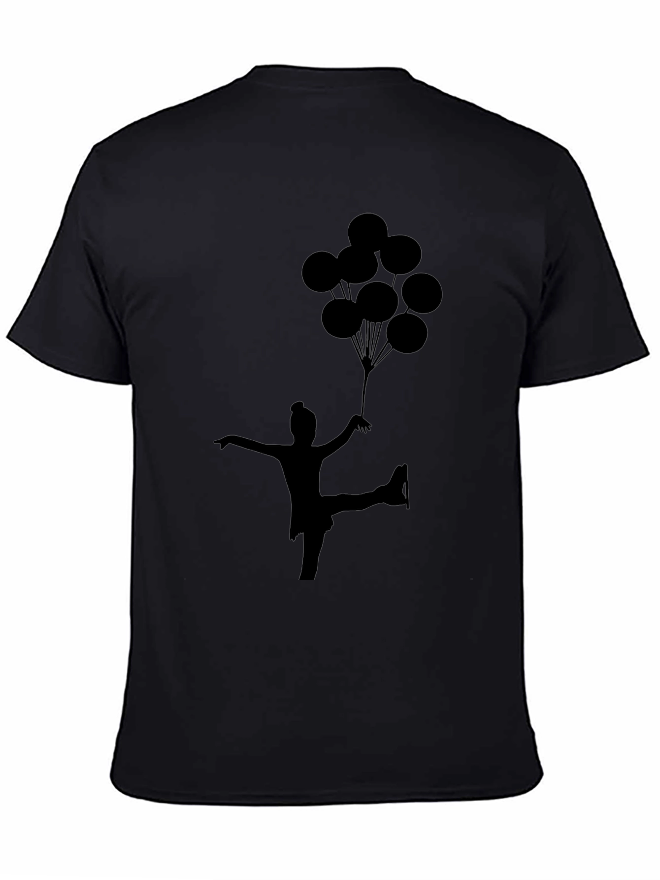 Skater with Balloons Black T-Shirt