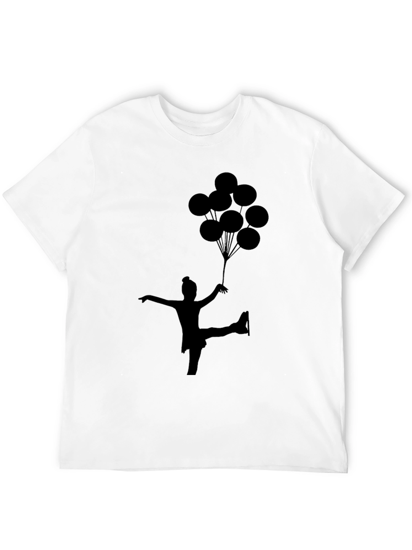 Skater with Balloons Black T-Shirt