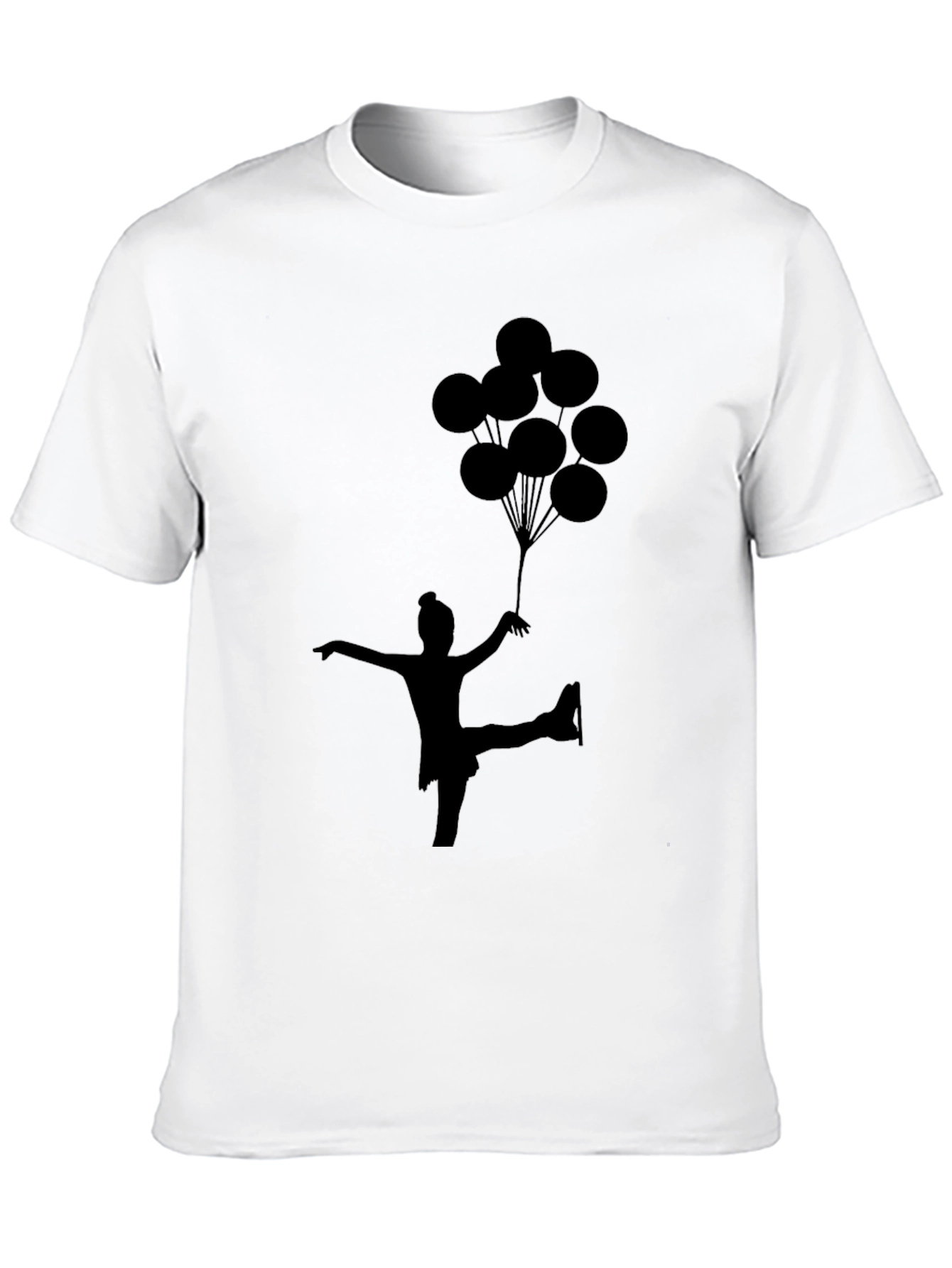 Skater with Balloons Black T-Shirt