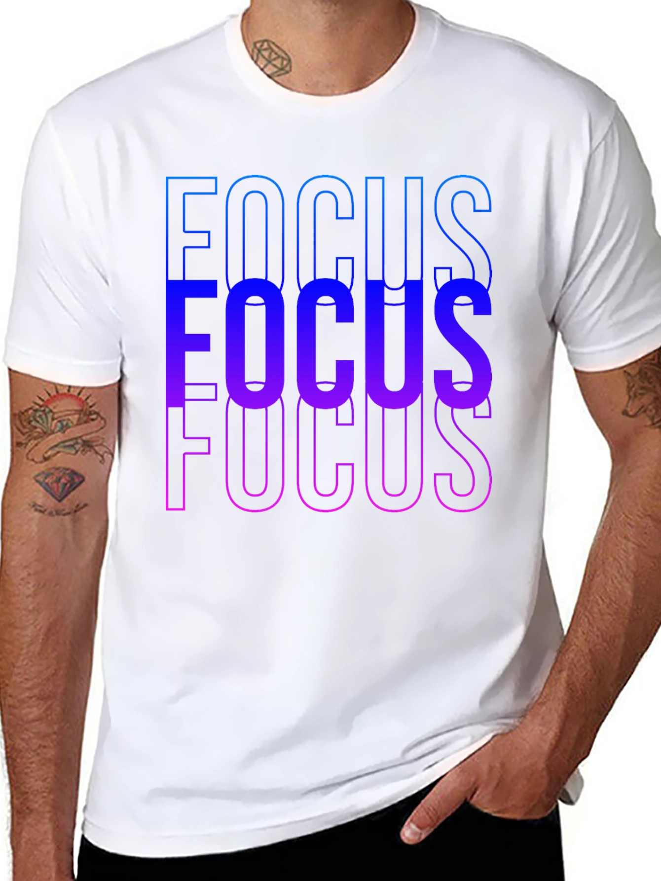 Focus Gradient Graphic T-Shirt - Mens Black Tee