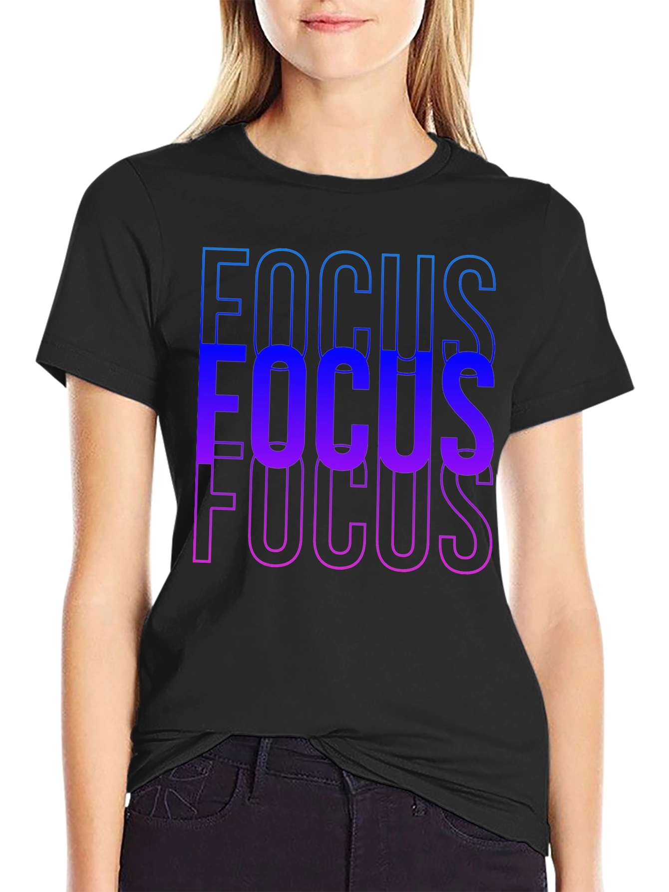 Focus Gradient Graphic T-Shirt - Mens Black Tee