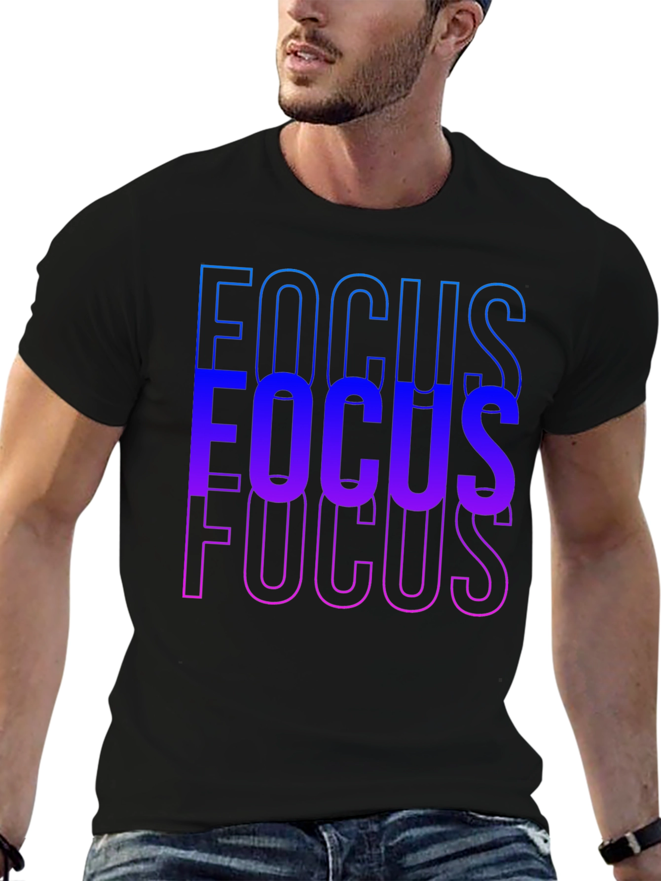 Focus Gradient Graphic T-Shirt - Mens Black Tee