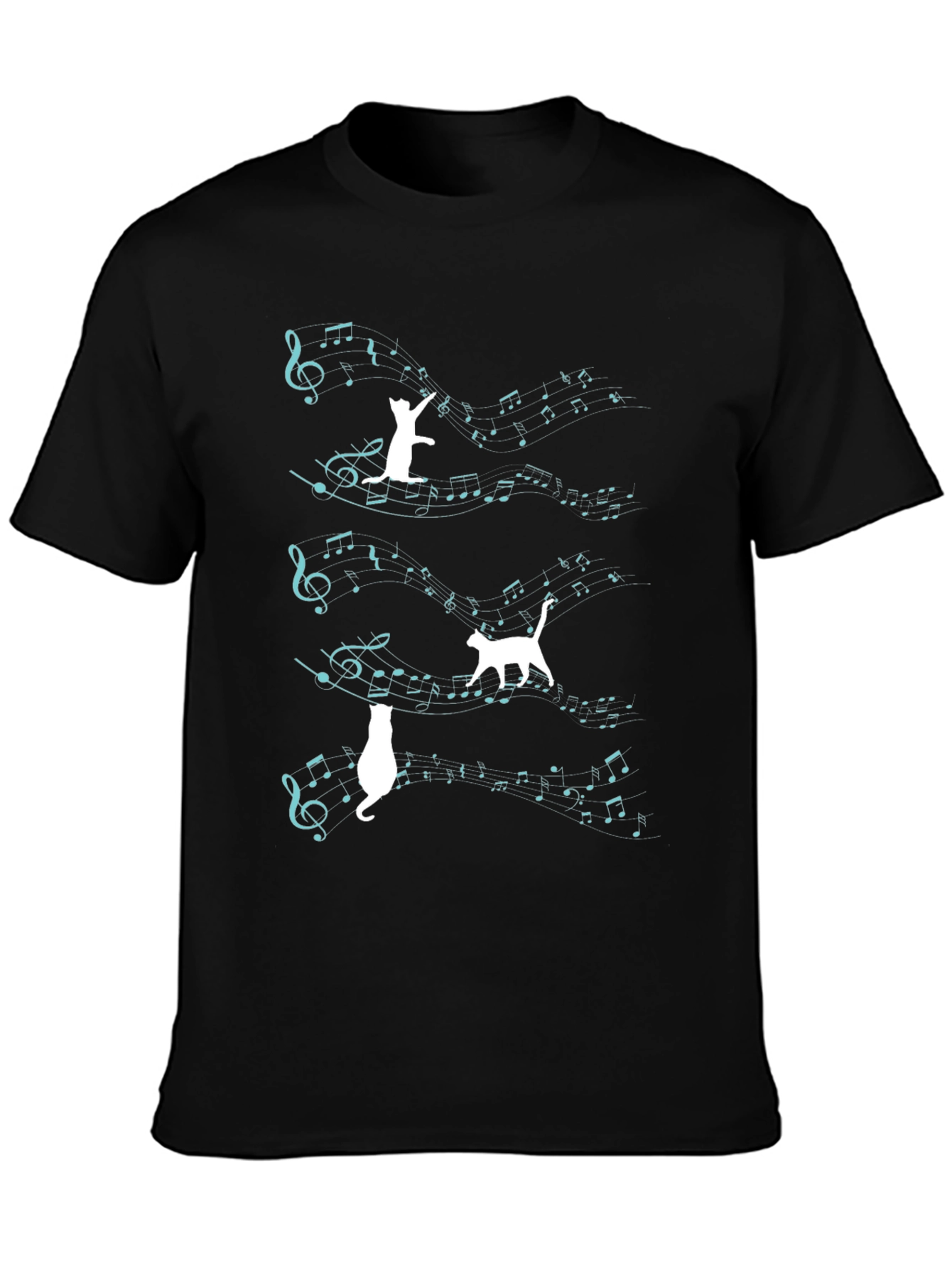 Cat Music T-Shirt - Playful Feline Design
