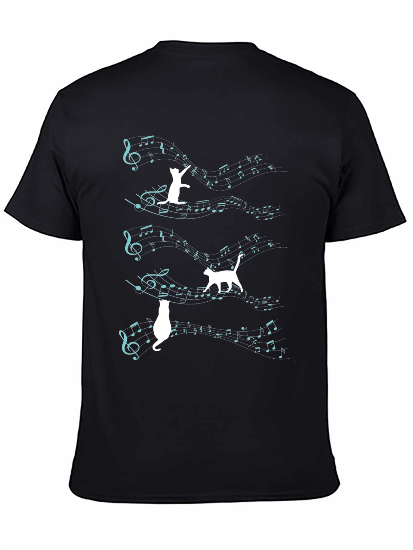 Cat Music T-Shirt - Playful Feline Design
