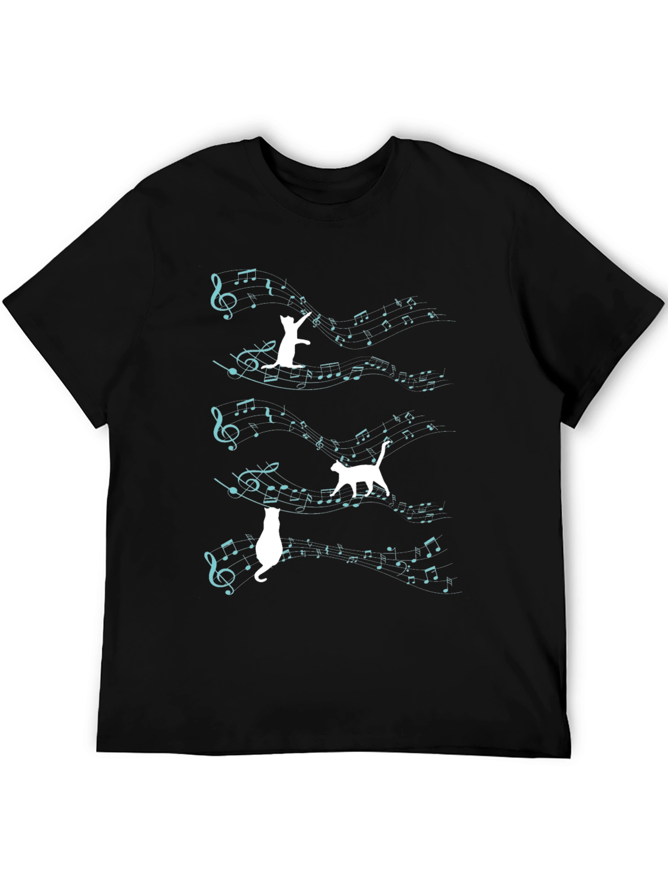 Cat Music T-Shirt - Playful Feline Design