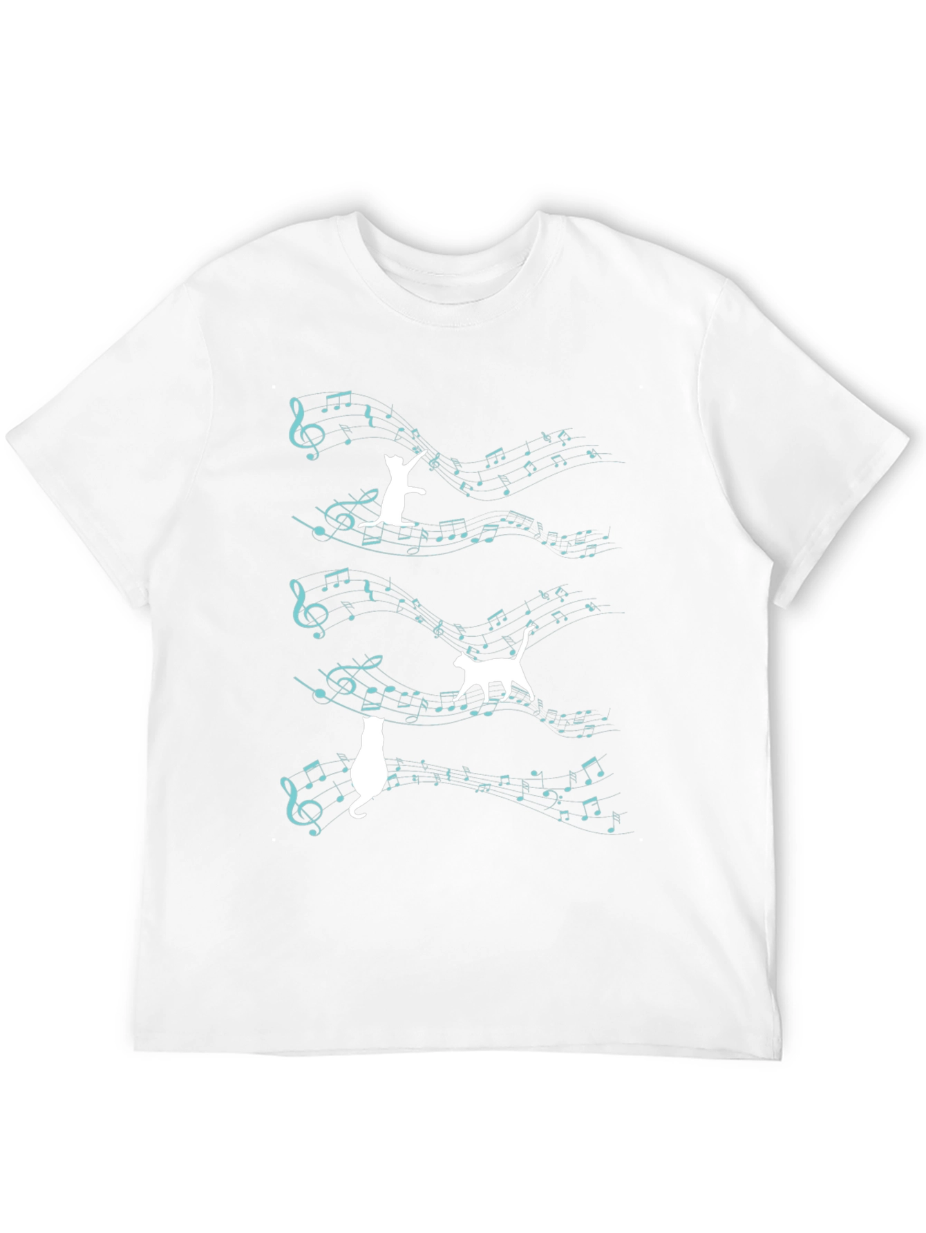 Cat Music T-Shirt - Playful Feline Design