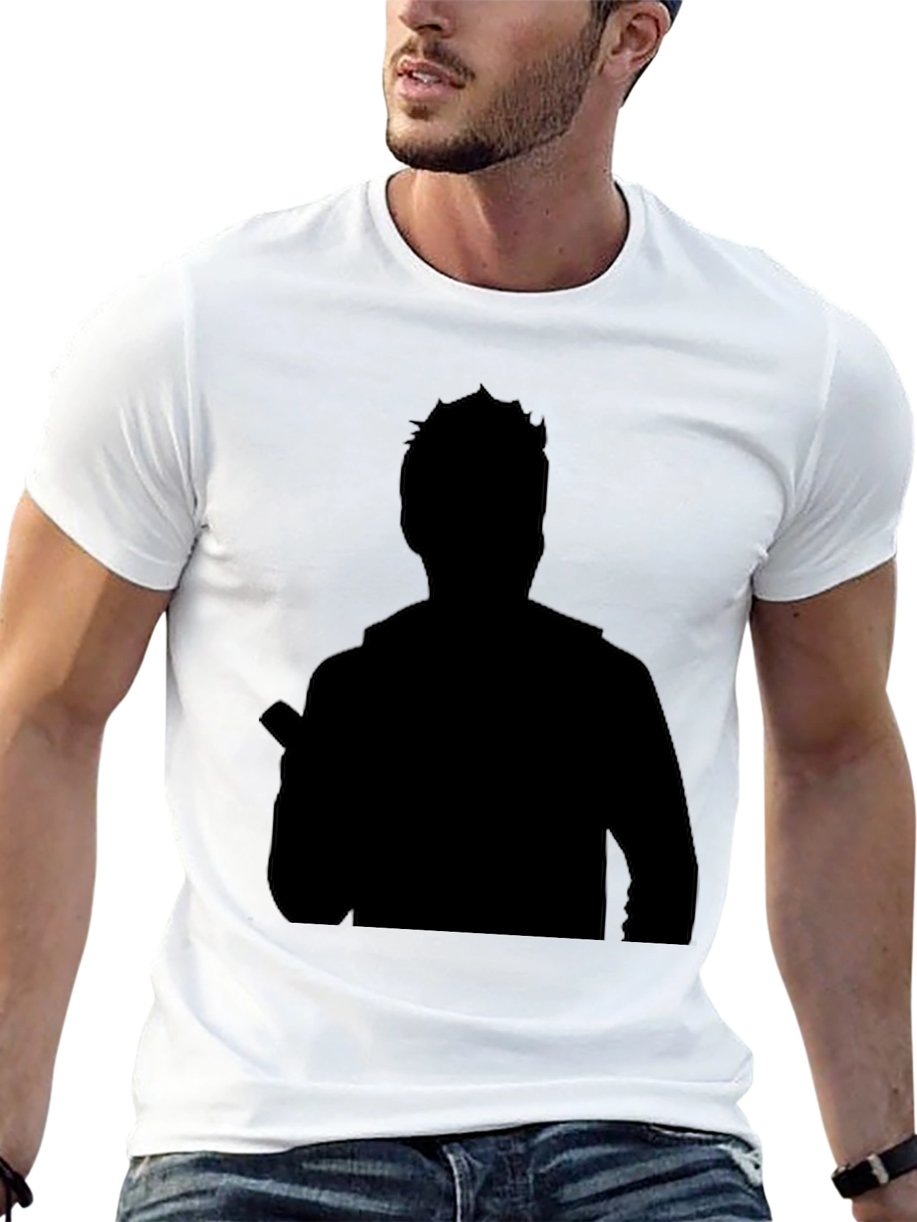 Mens Black Silhouette Graphic Tee
