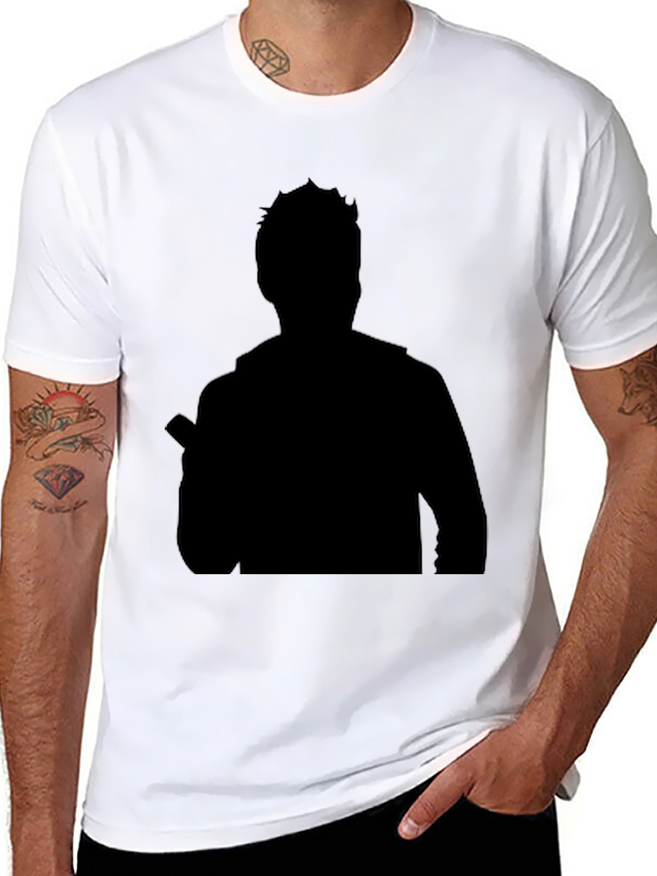 Mens Black Silhouette Graphic Tee