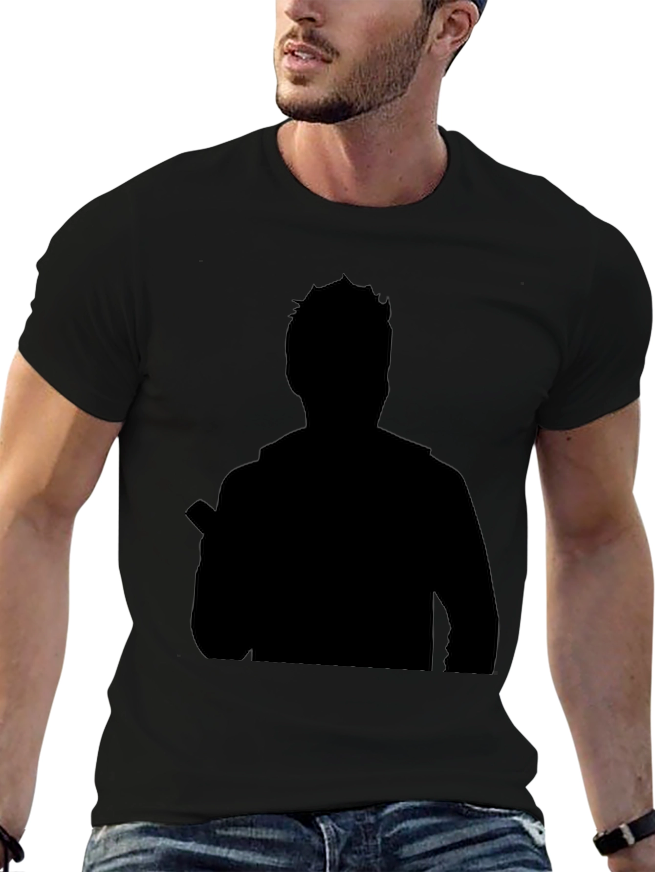 Mens Black Silhouette Graphic Tee