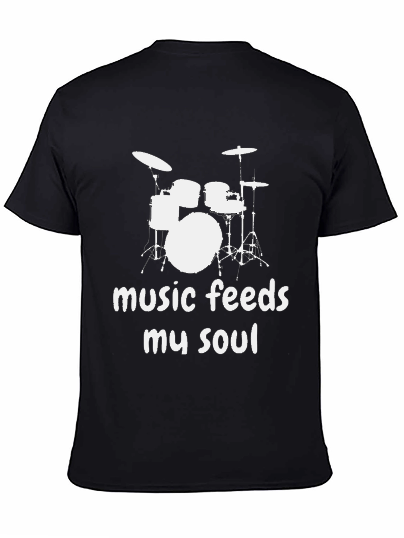Music Feeds My Soul Drum Set Graphic T-Shirt