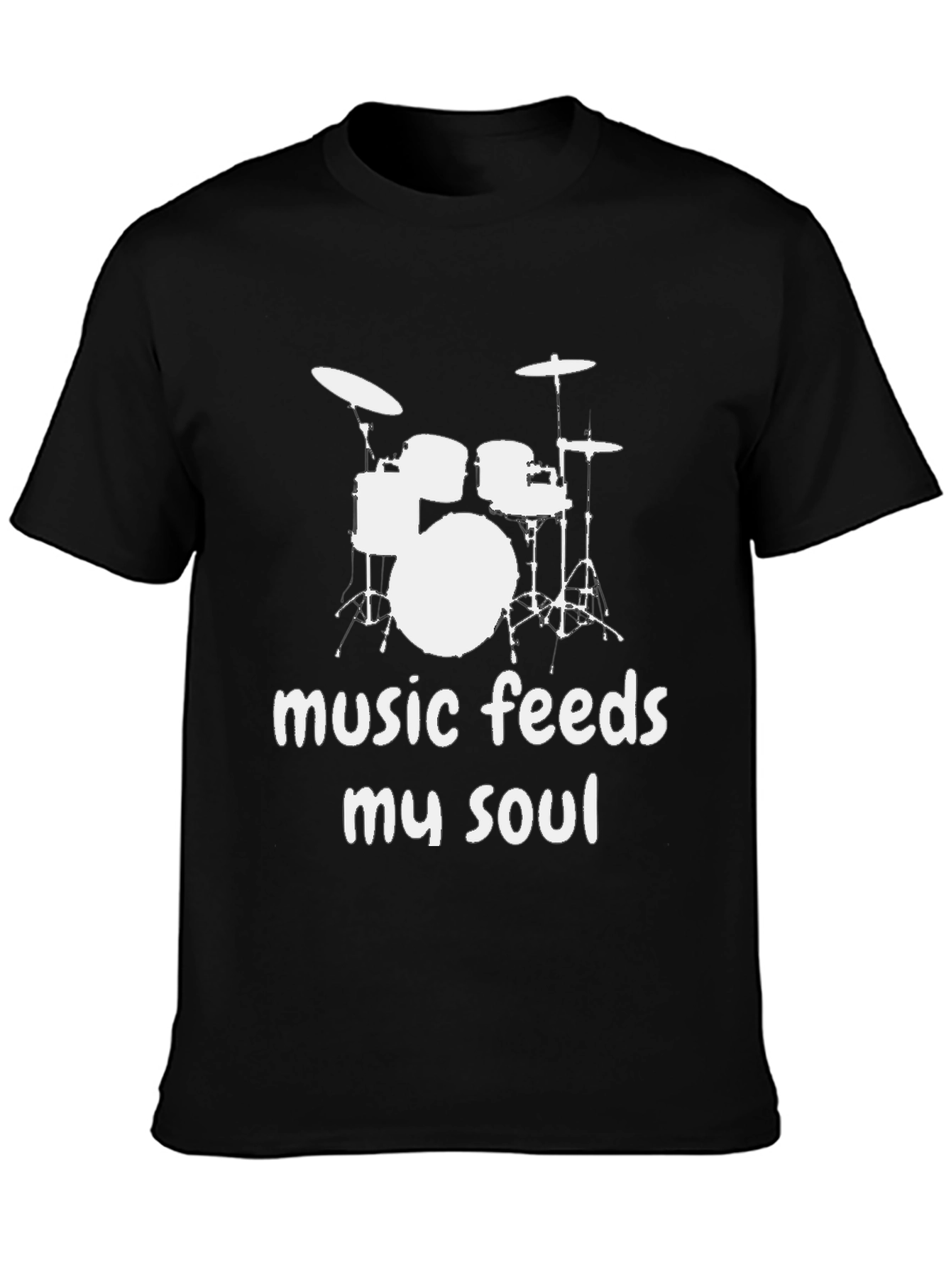 Music Feeds My Soul Drum Set Graphic T-Shirt