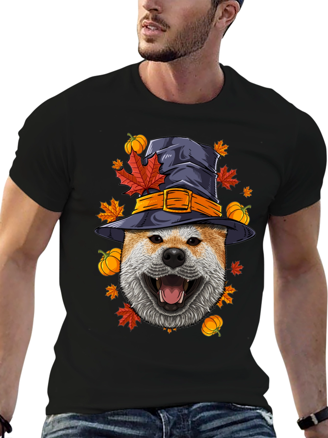 Dog in Witch Hat Halloween T-Shirt