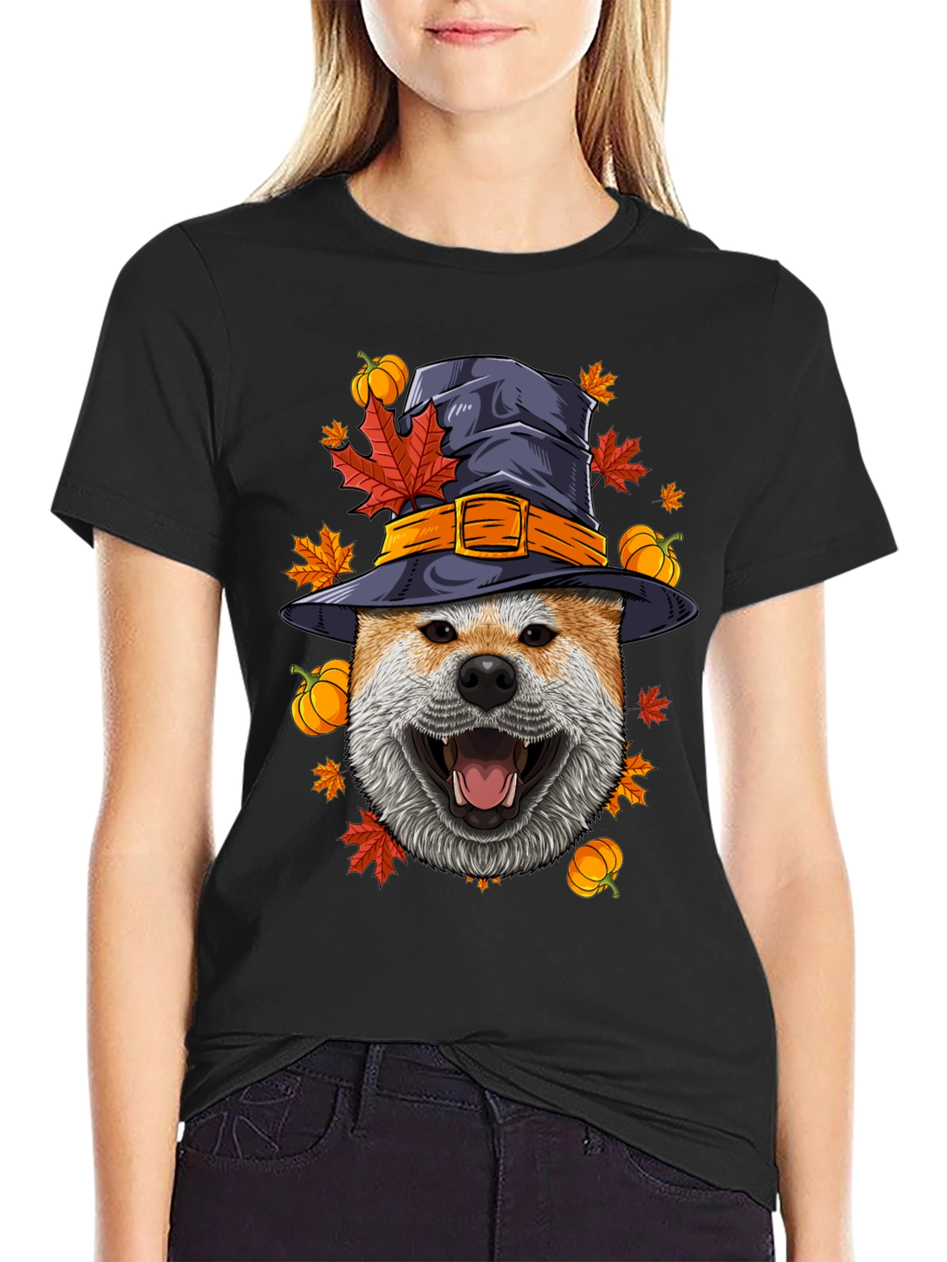 Dog in Witch Hat Halloween T-Shirt