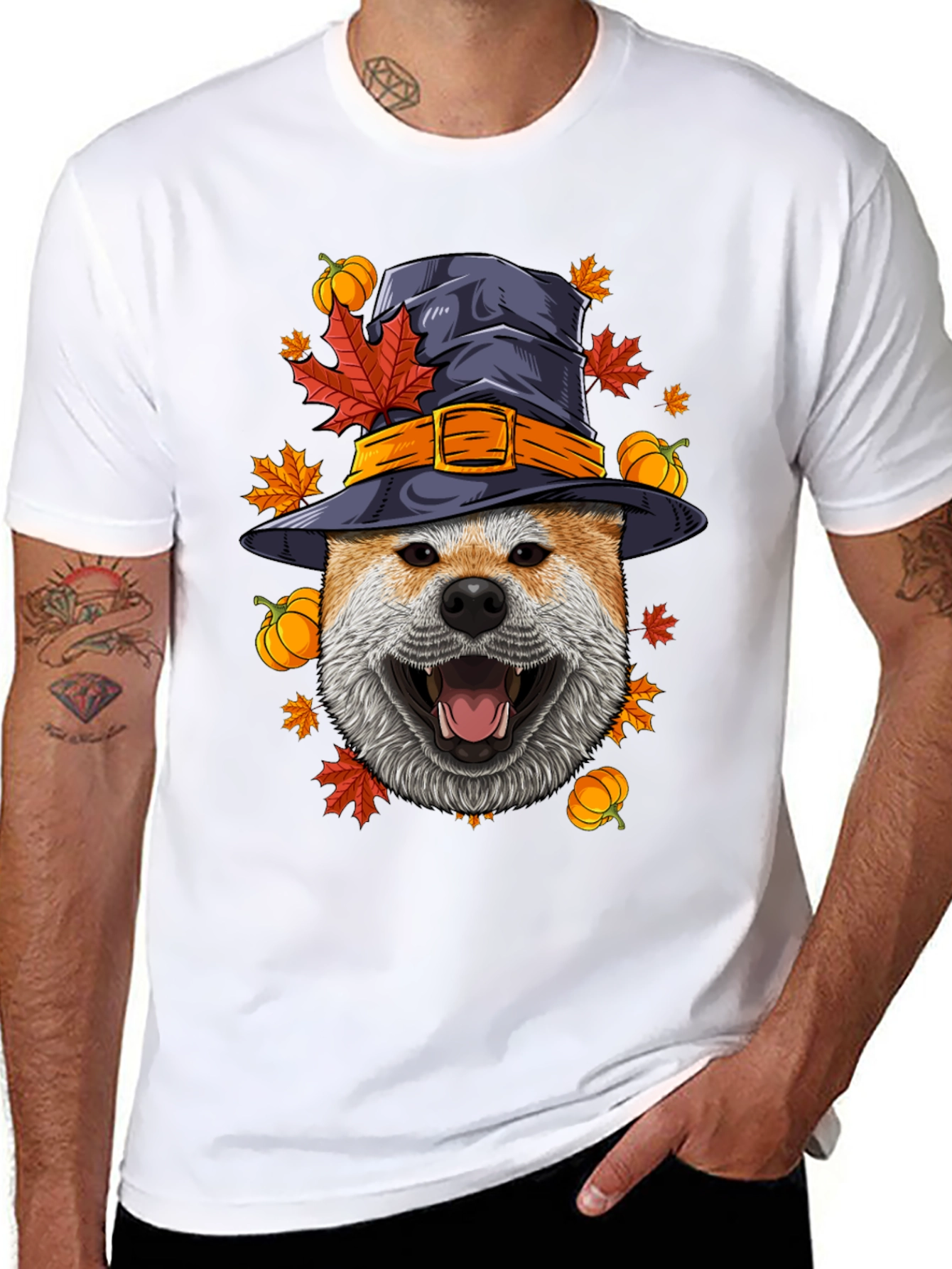 Dog in Witch Hat Halloween T-Shirt