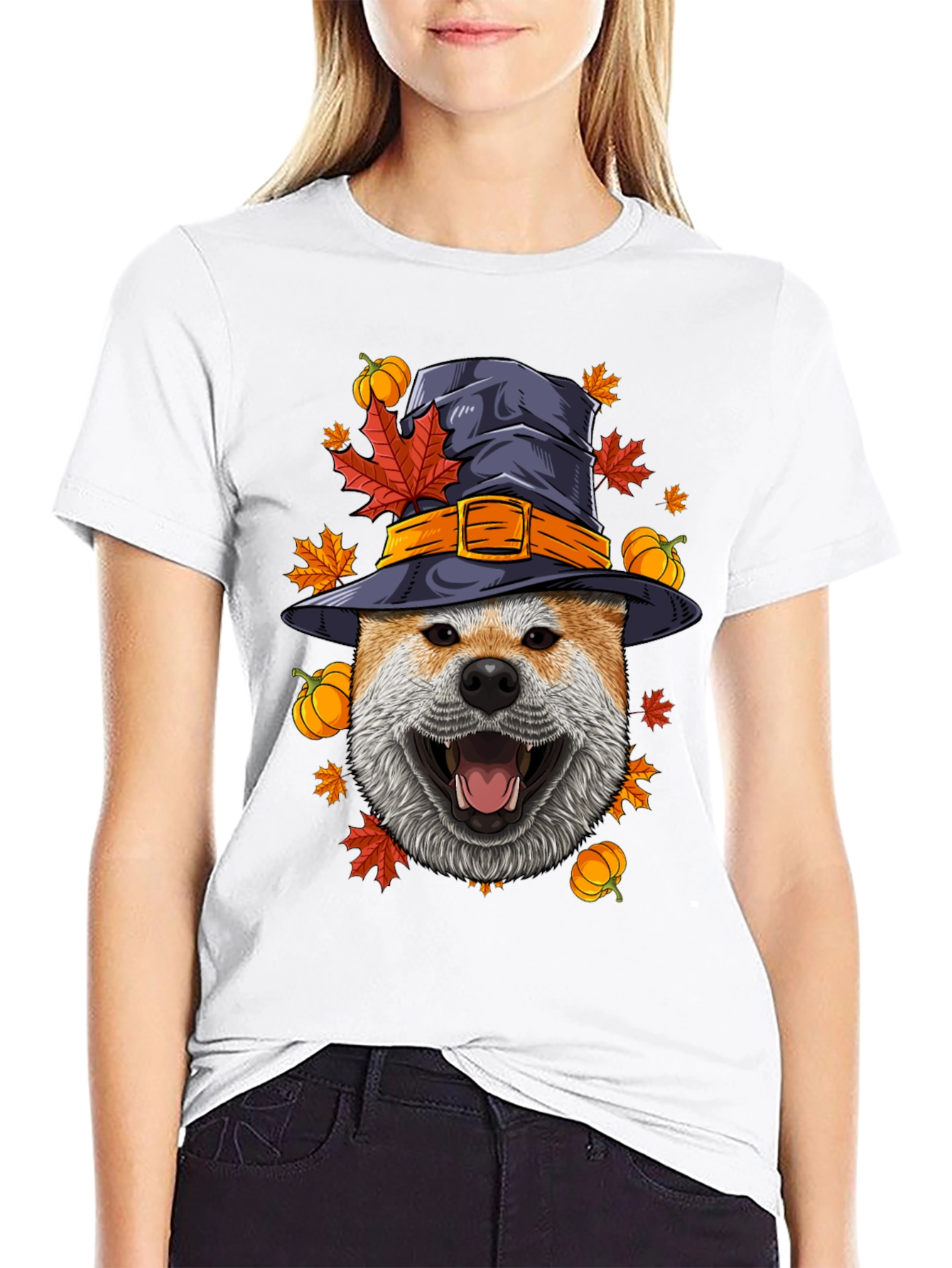 Dog in Witch Hat Halloween T-Shirt