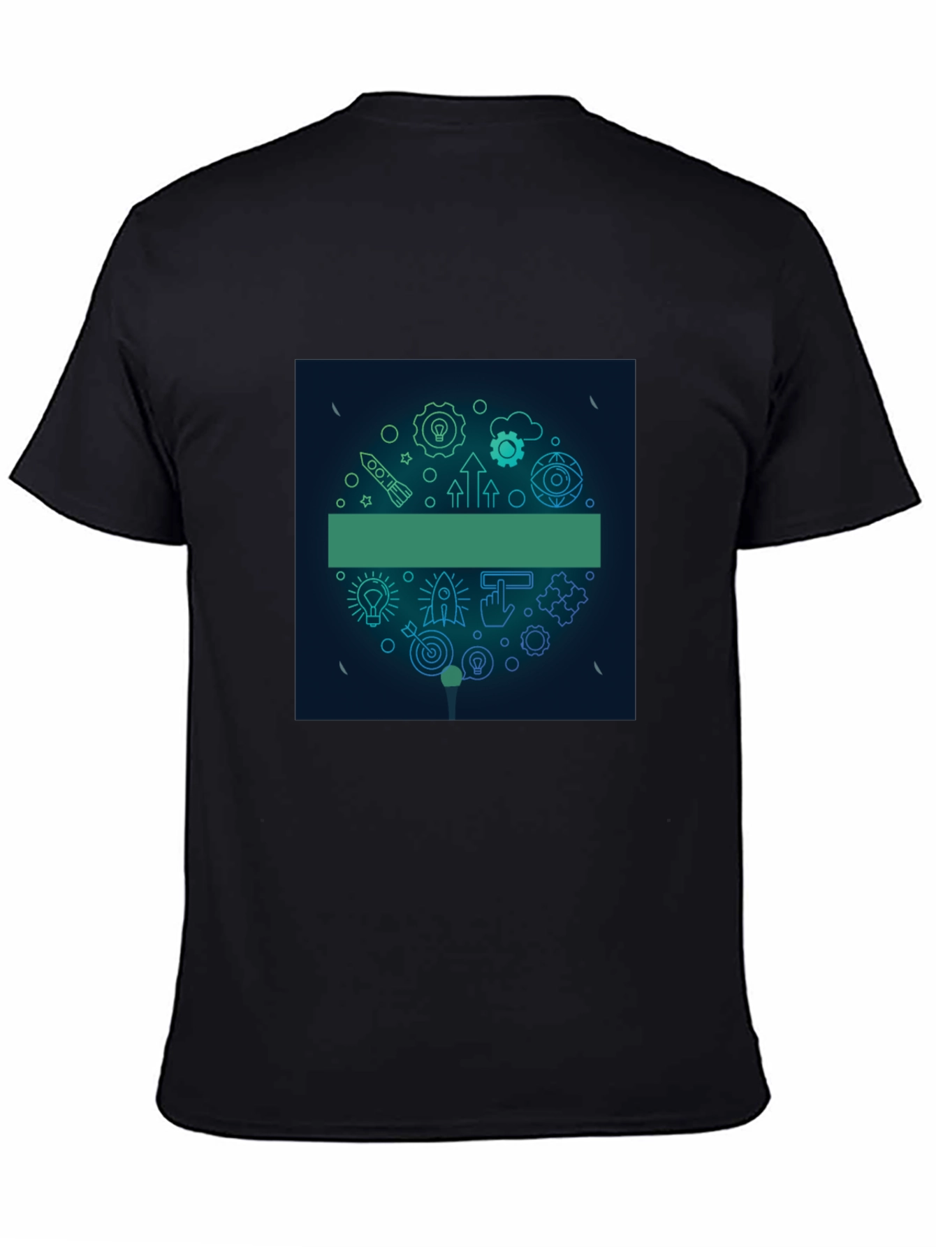 Modern Black Tee with Startup Icon Graphic