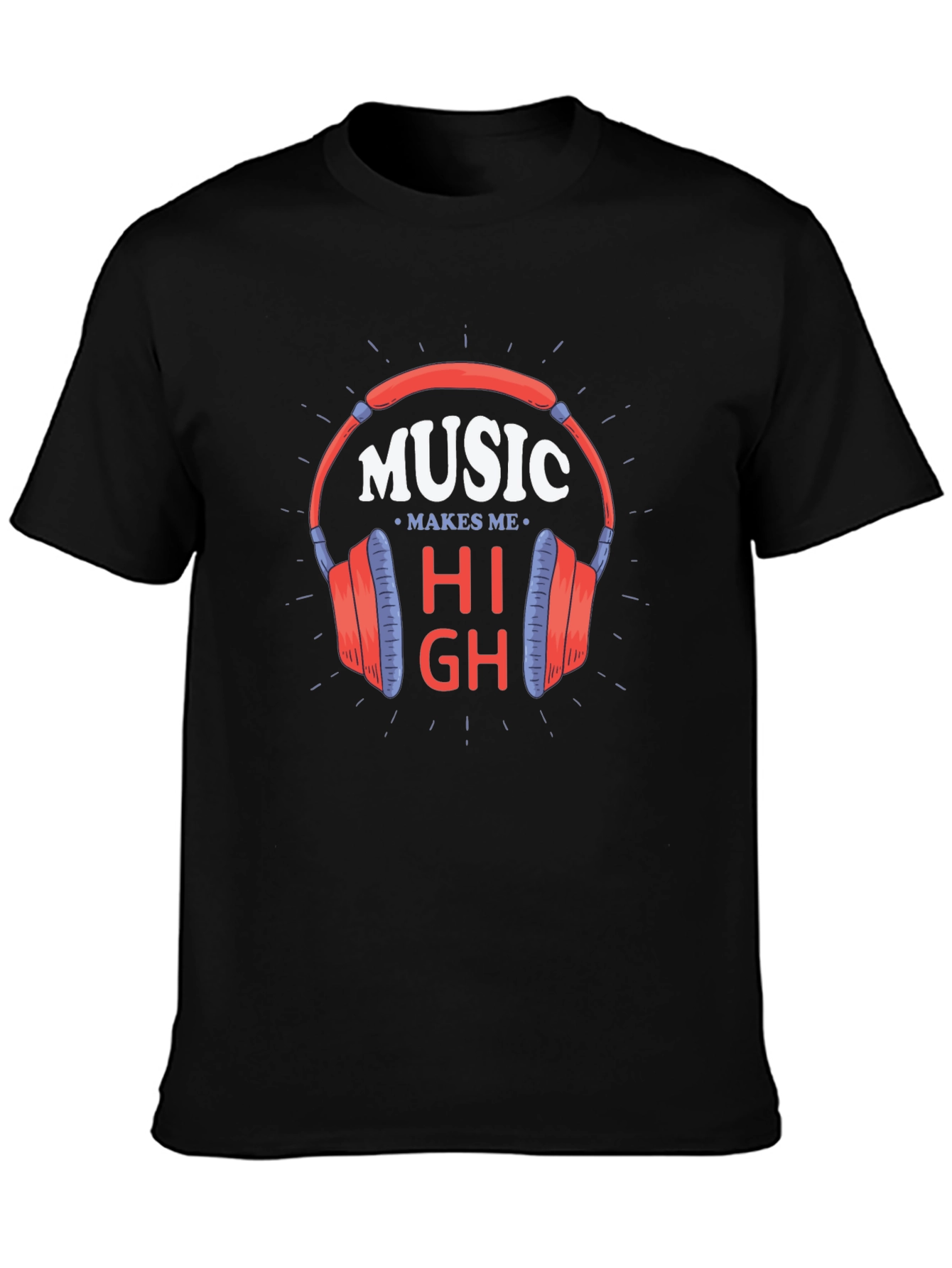 Music Makes Me High Black T-Shirt