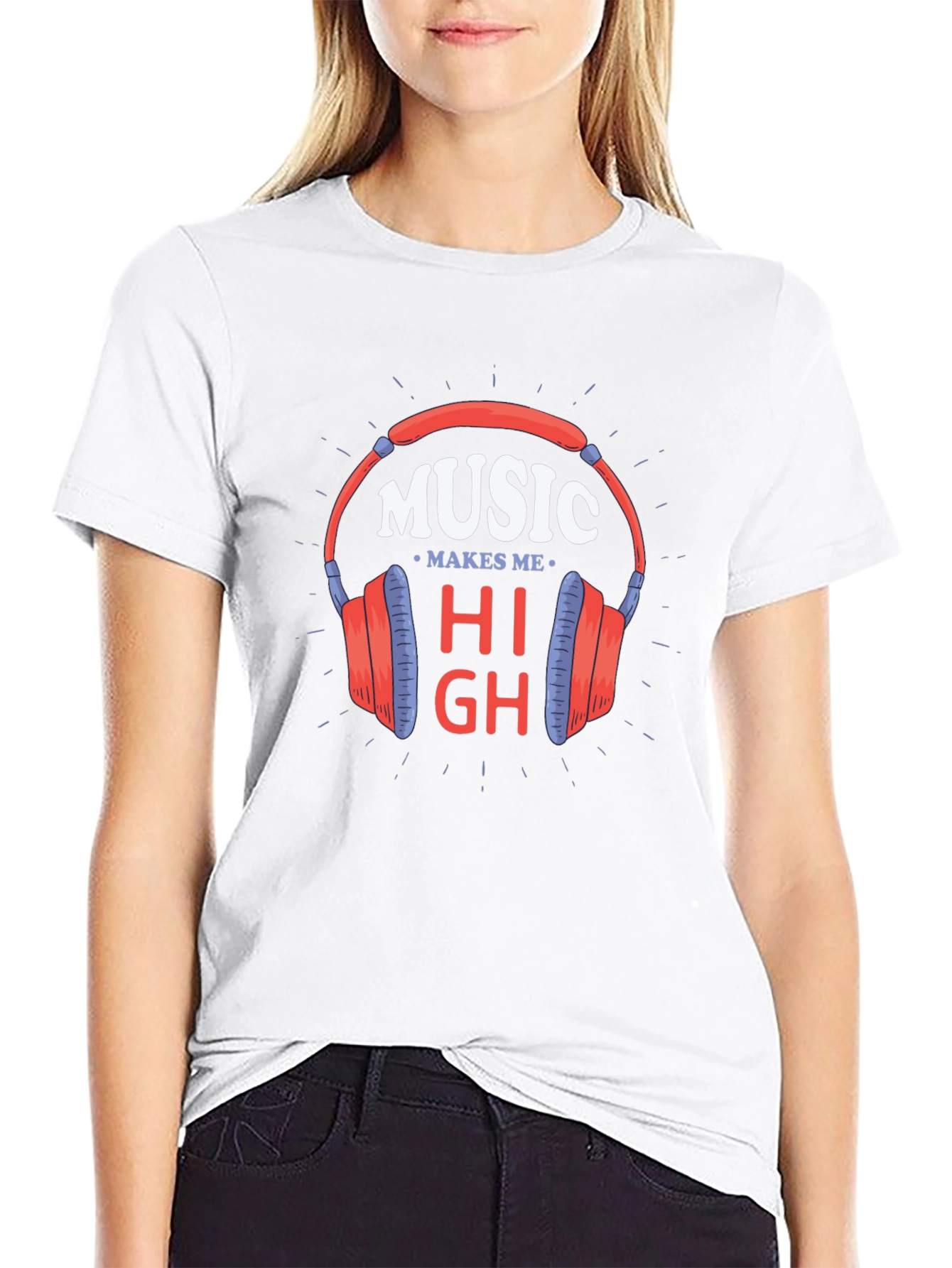 Music Makes Me High Black T-Shirt