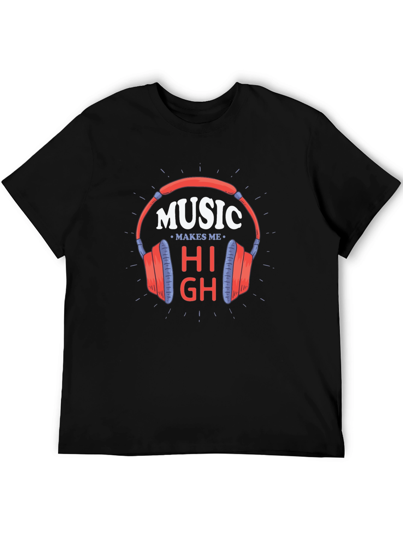 Music Makes Me High Black T-Shirt