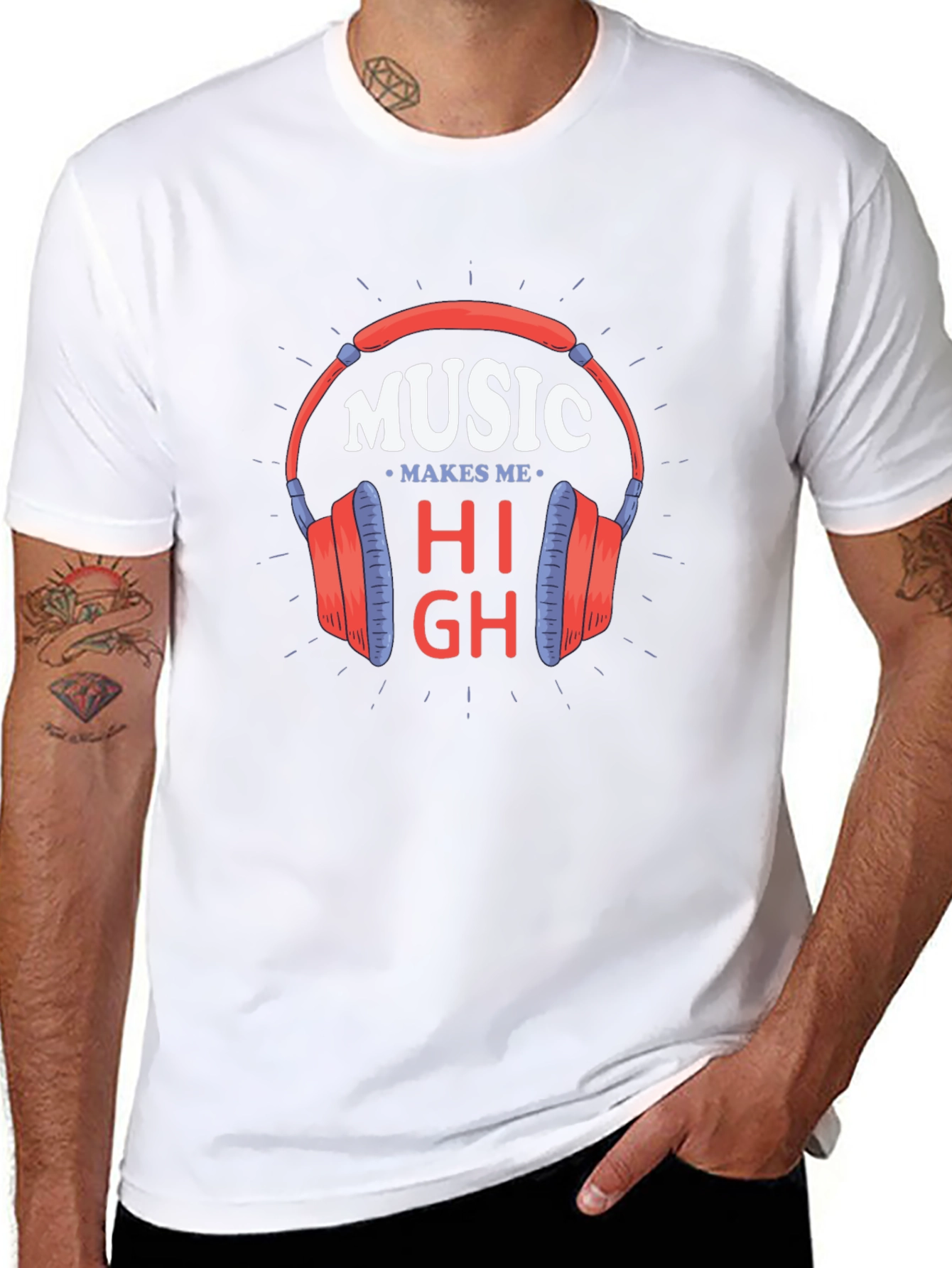 Music Makes Me High Black T-Shirt