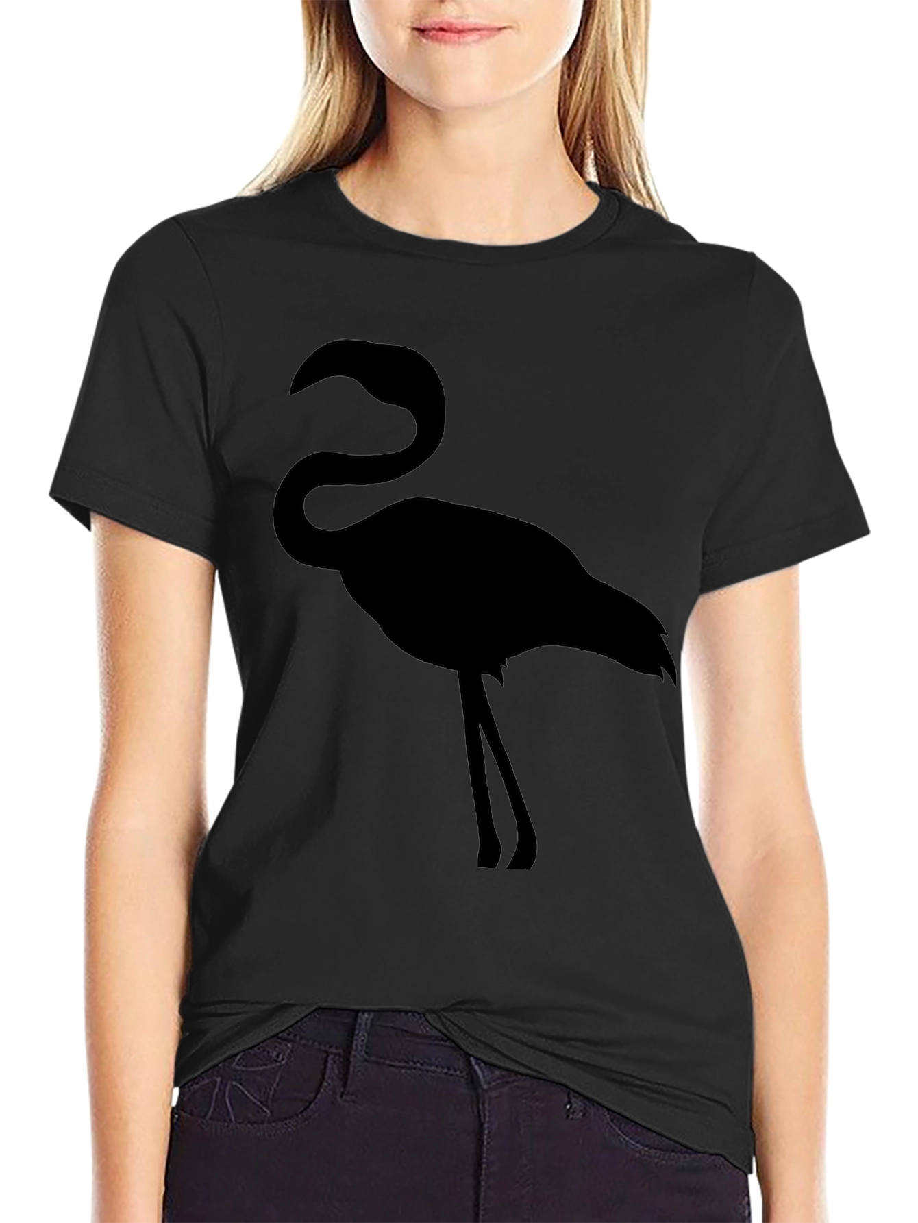 Flamingo Graphic Tee - Black Cotton Comfort