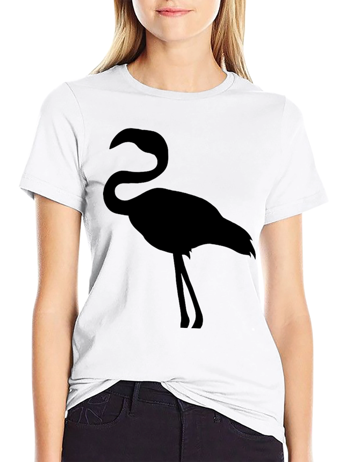 Flamingo Graphic Tee - Black Cotton Comfort
