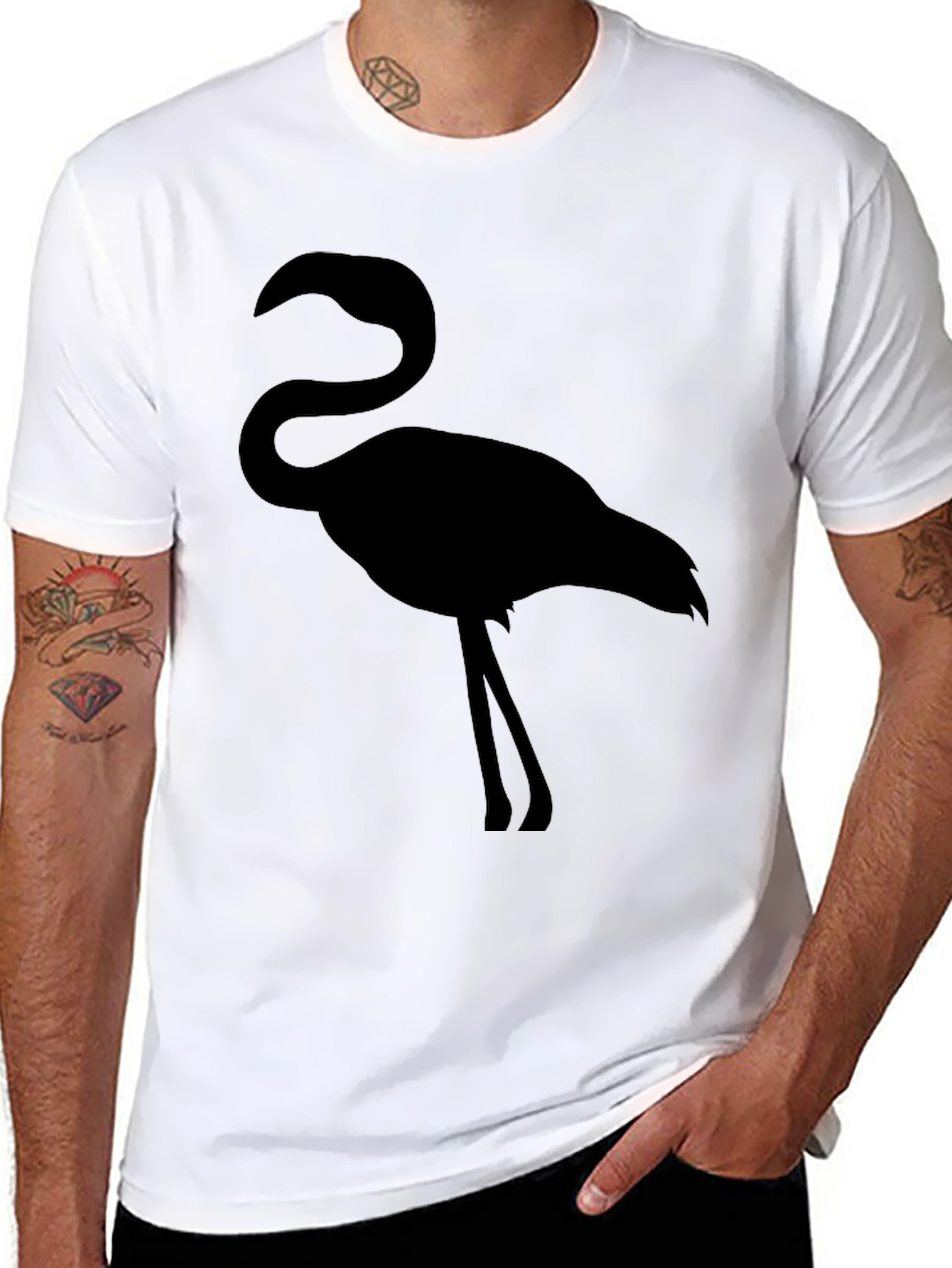 Flamingo Graphic Tee - Black Cotton Comfort