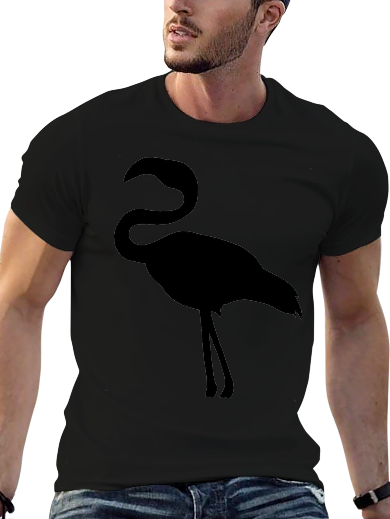 Flamingo Graphic Tee - Black Cotton Comfort