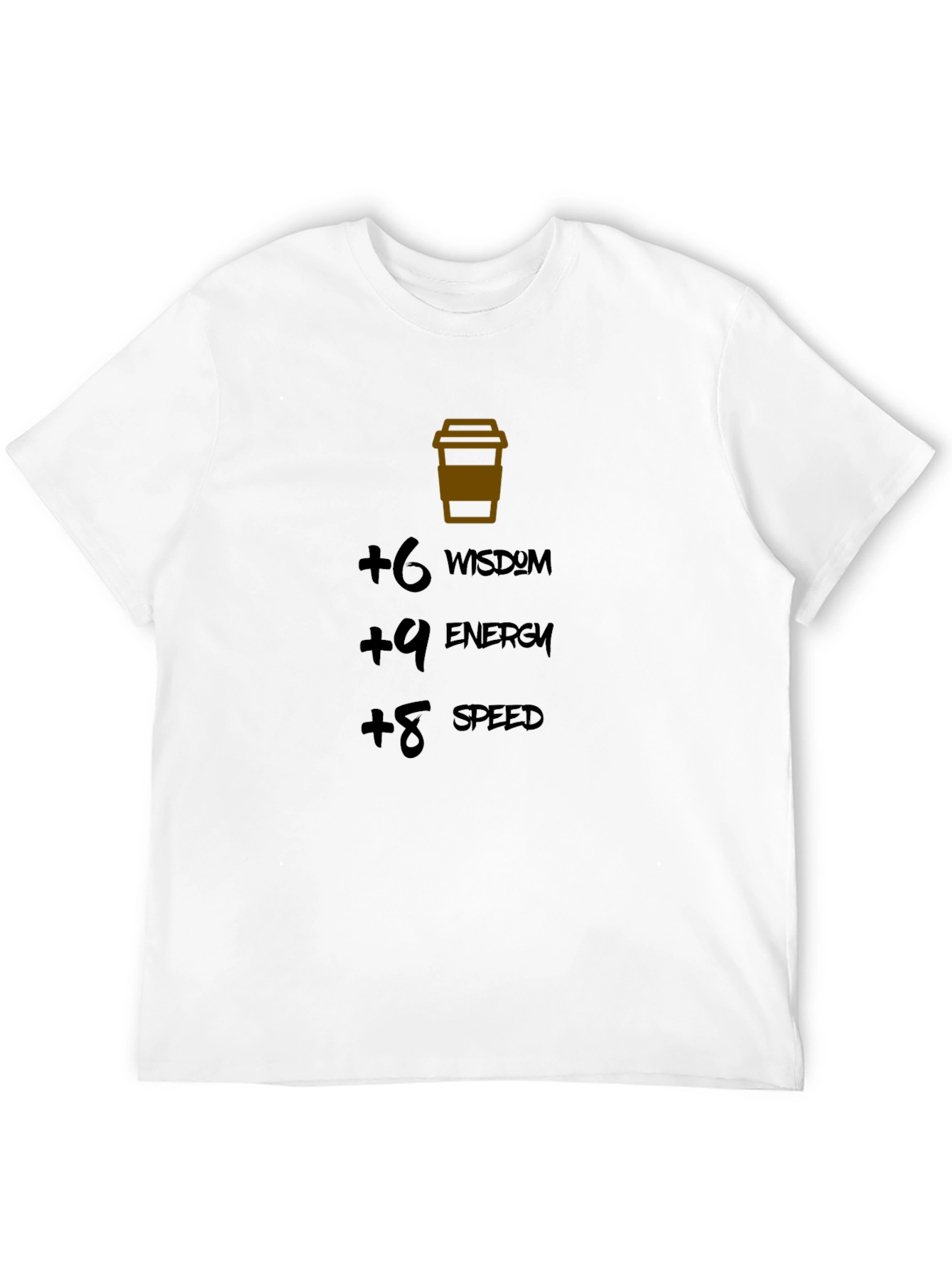 Coffee Stats Black T-Shirt: Wisdom Energy Speed Boost
